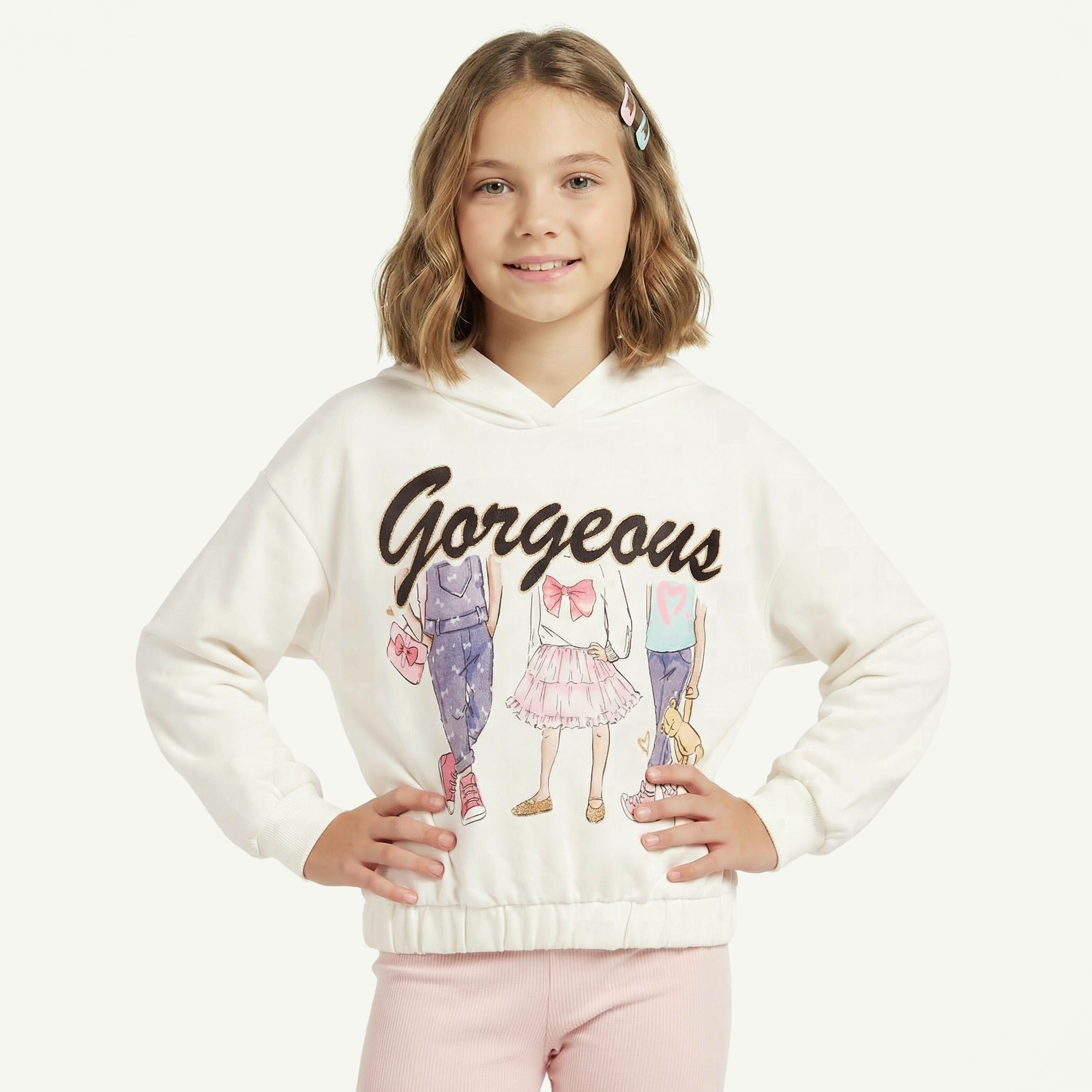 Juniors Graphic Glitter Print Sweatshirt with Long Sleeves-baby-girls-clothing-sweatshirts-image-6