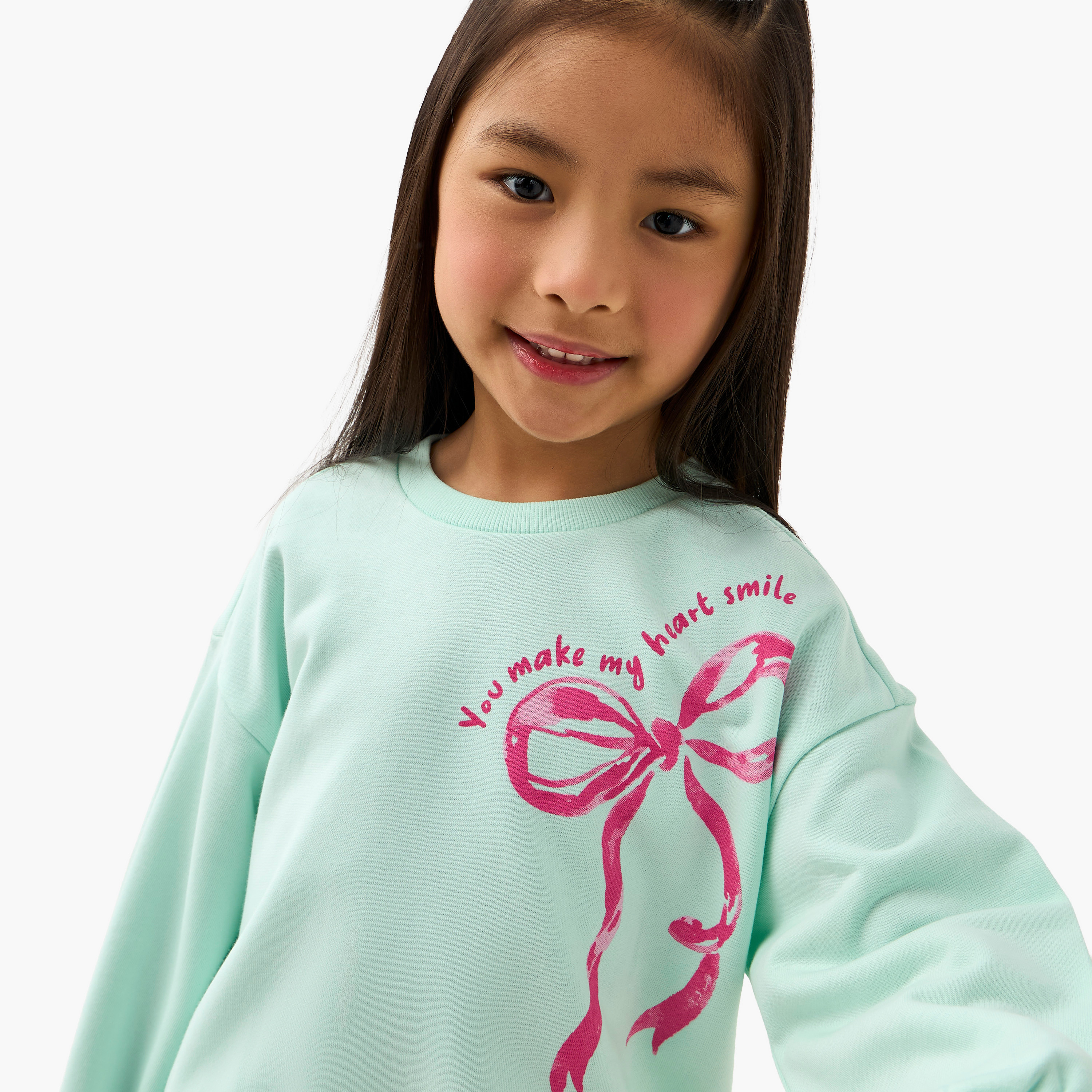 Juniors Bow Print Pullover with Long Sleeves-baby-girls-clothing-winterwear-sweatshirts-image-4