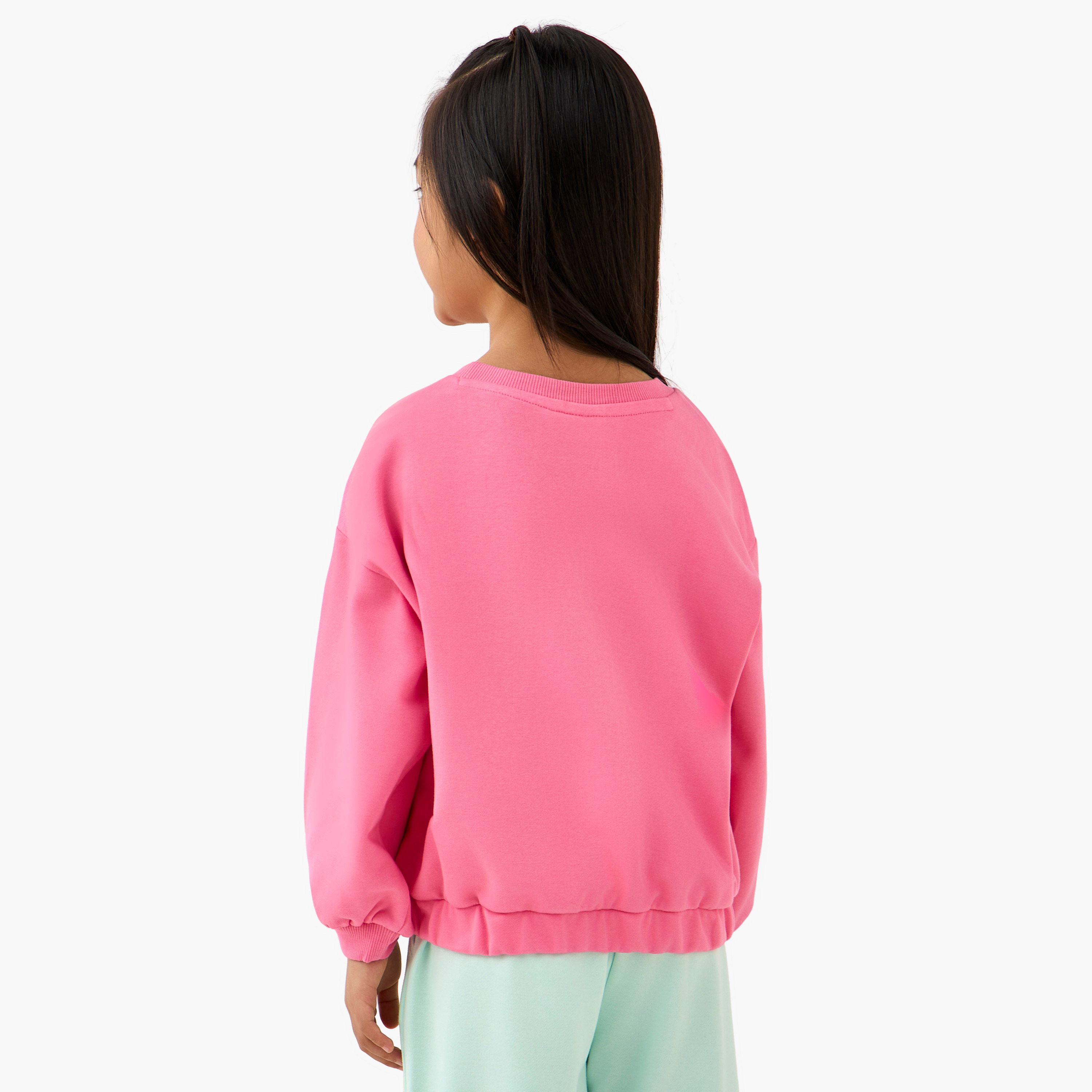 Juniors Floral Print Sweatshirt with Long Sleeves-baby-girls-clothing-sweatshirts-image-3