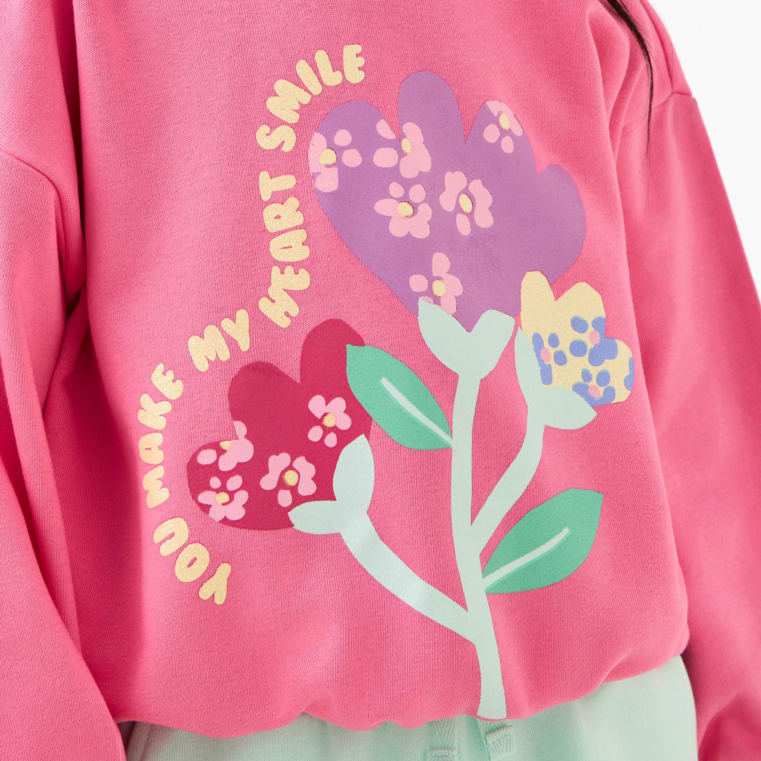 Juniors Floral Print Sweatshirt with Long Sleeves-baby-girls-clothing-sweatshirts-image-5
