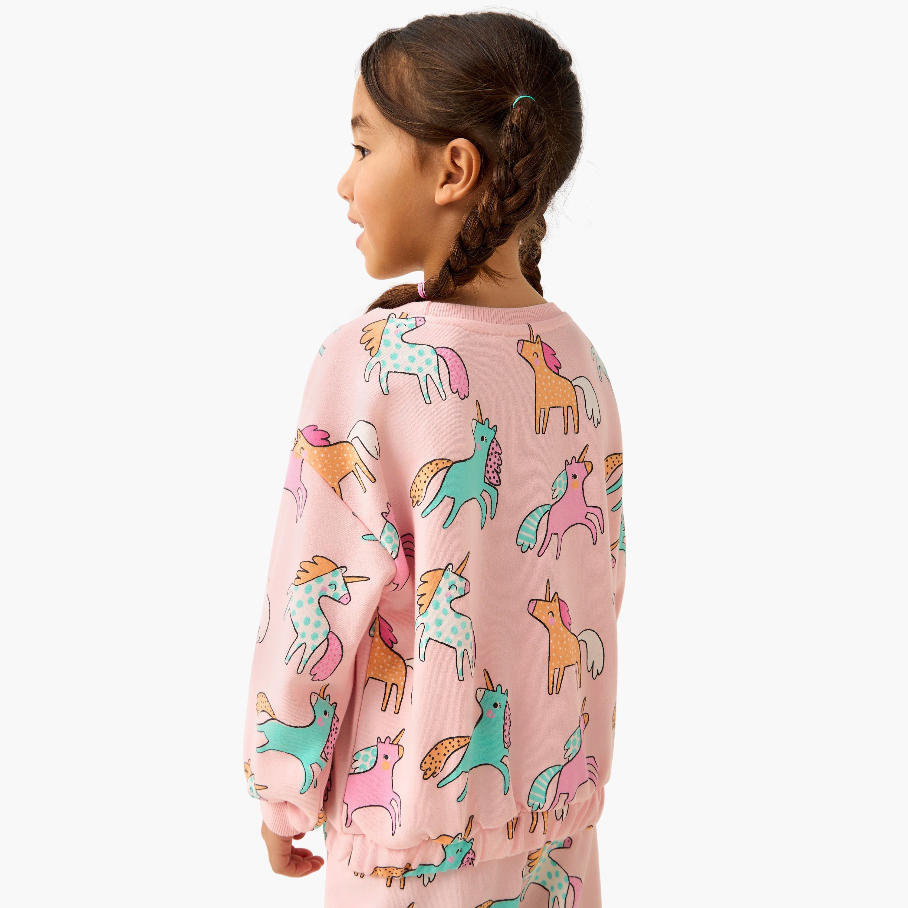 Juniors Unicorn Print Sweatshirt with Long Sleeves-baby-girls-clothing-sweatshirts-image-3