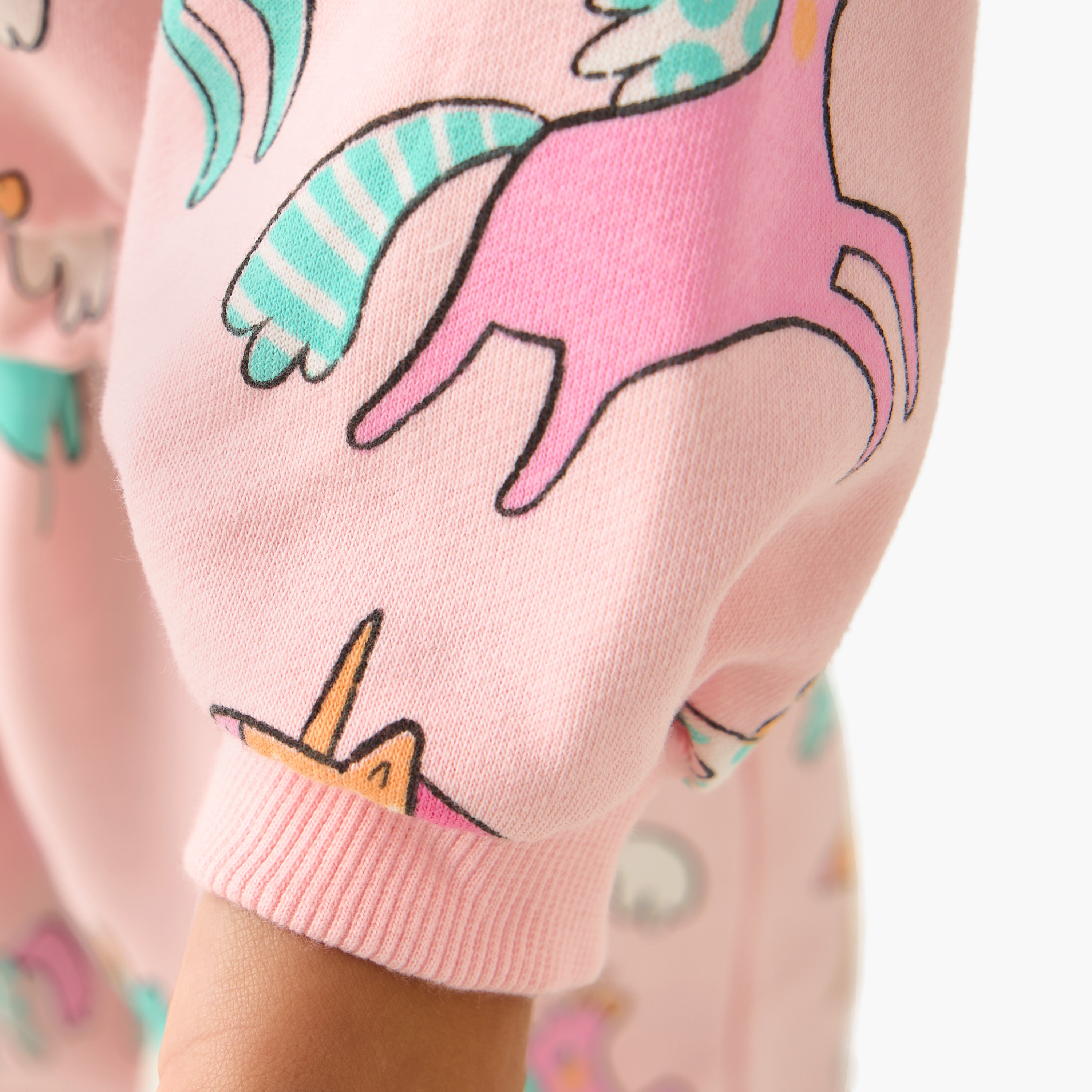 Juniors Unicorn Print Sweatshirt with Long Sleeves-baby-girls-clothing-sweatshirts-image-5