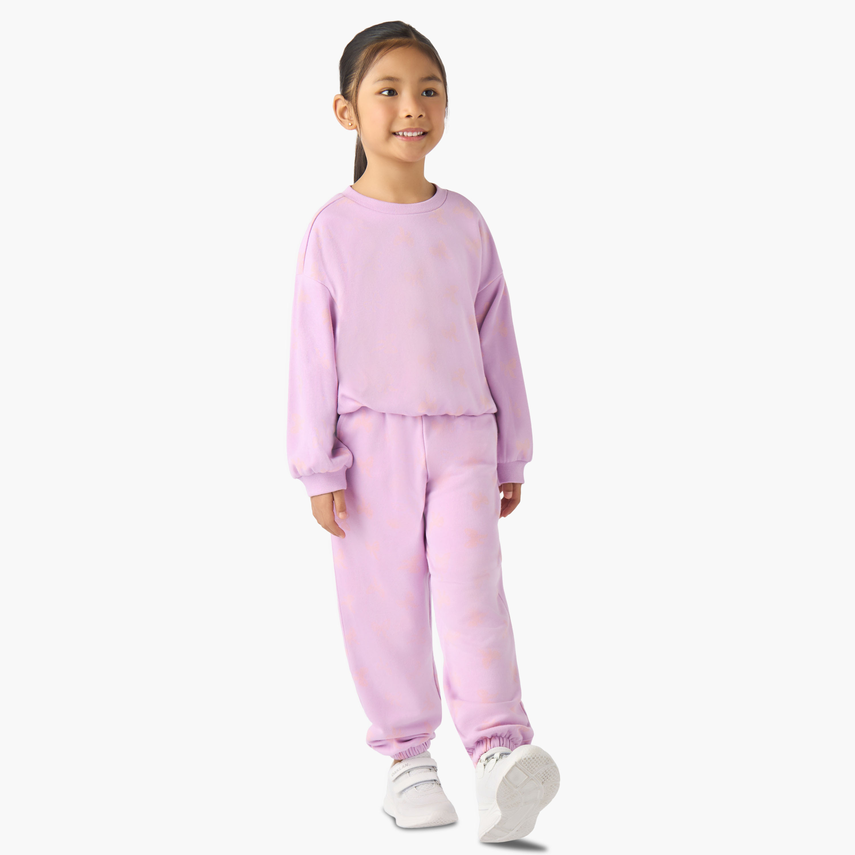Juniors Crew Neck Sweatshirt with Bow Print-baby-girls-clothing-sweatshirts-image-2