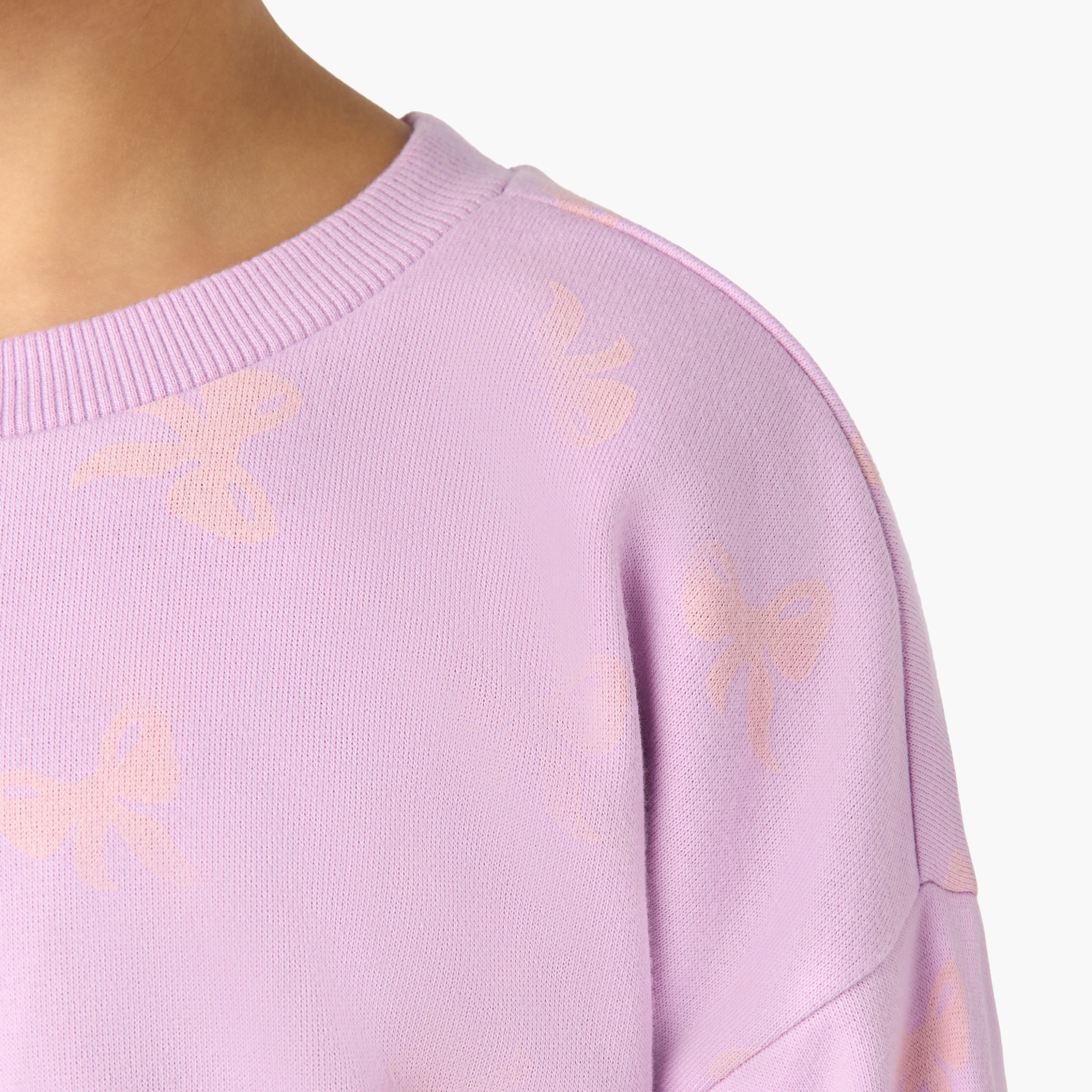 Juniors Crew Neck Sweatshirt with Bow Print-baby-girls-clothing-sweatshirts-image-5