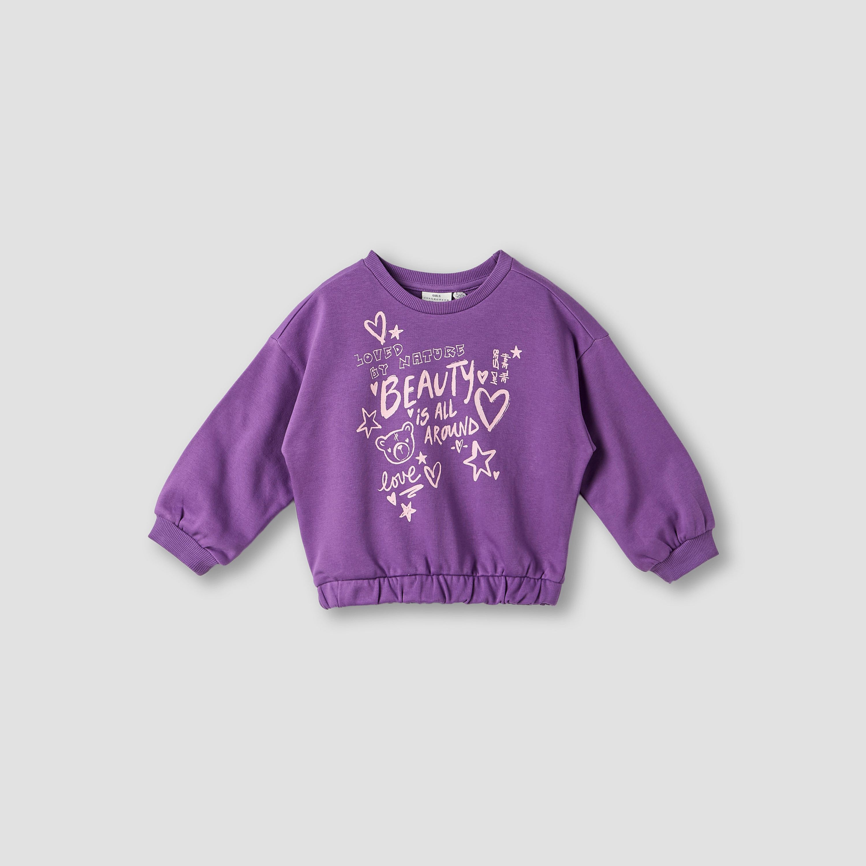 Juniors Round Neck Sweatshirt with Long Sleeves-baby-girls-clothing-sweatshirts-image-1