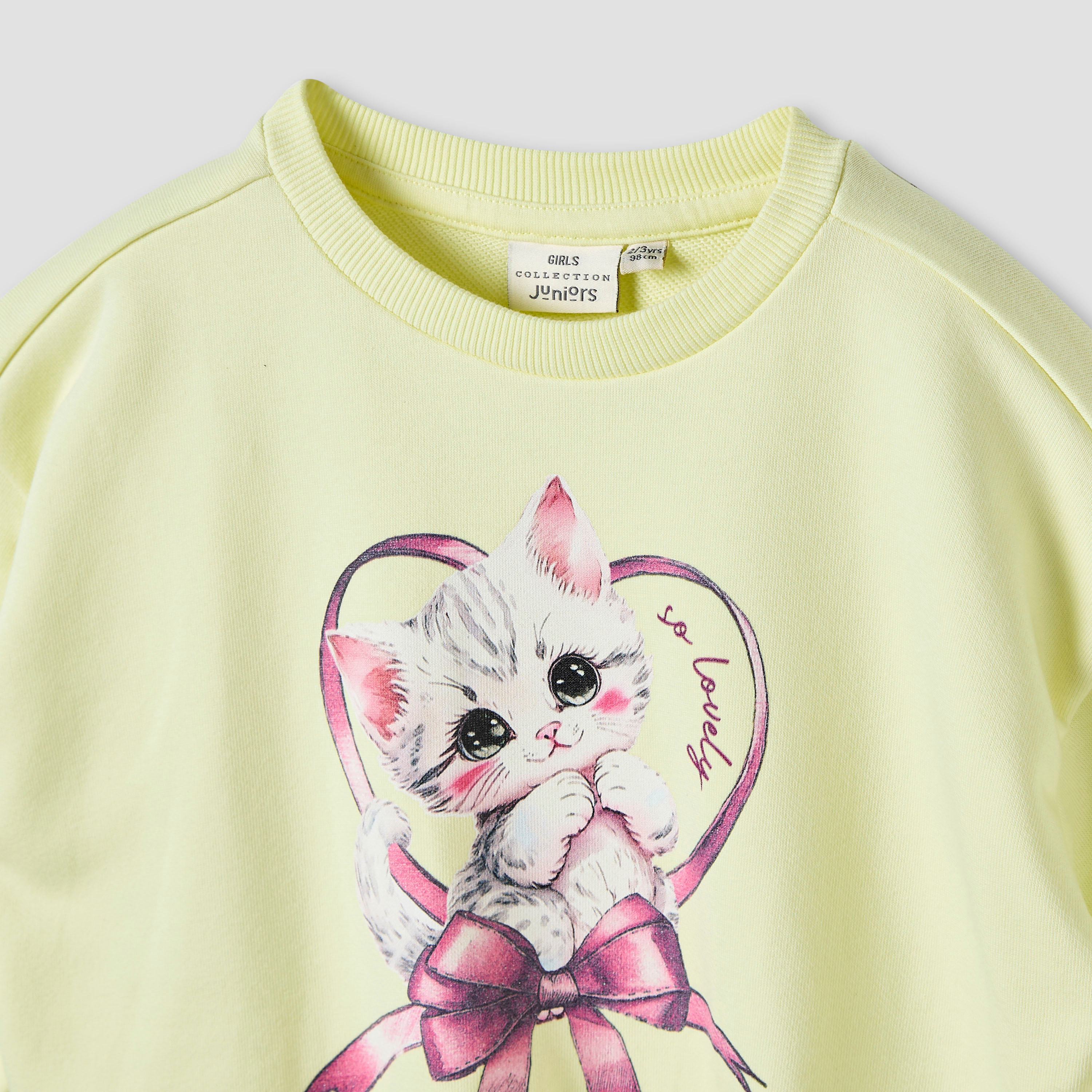 Juniors Round Neck Sweatshirt with Long Sleeves-baby-girls-clothing-sweatshirts-image-3