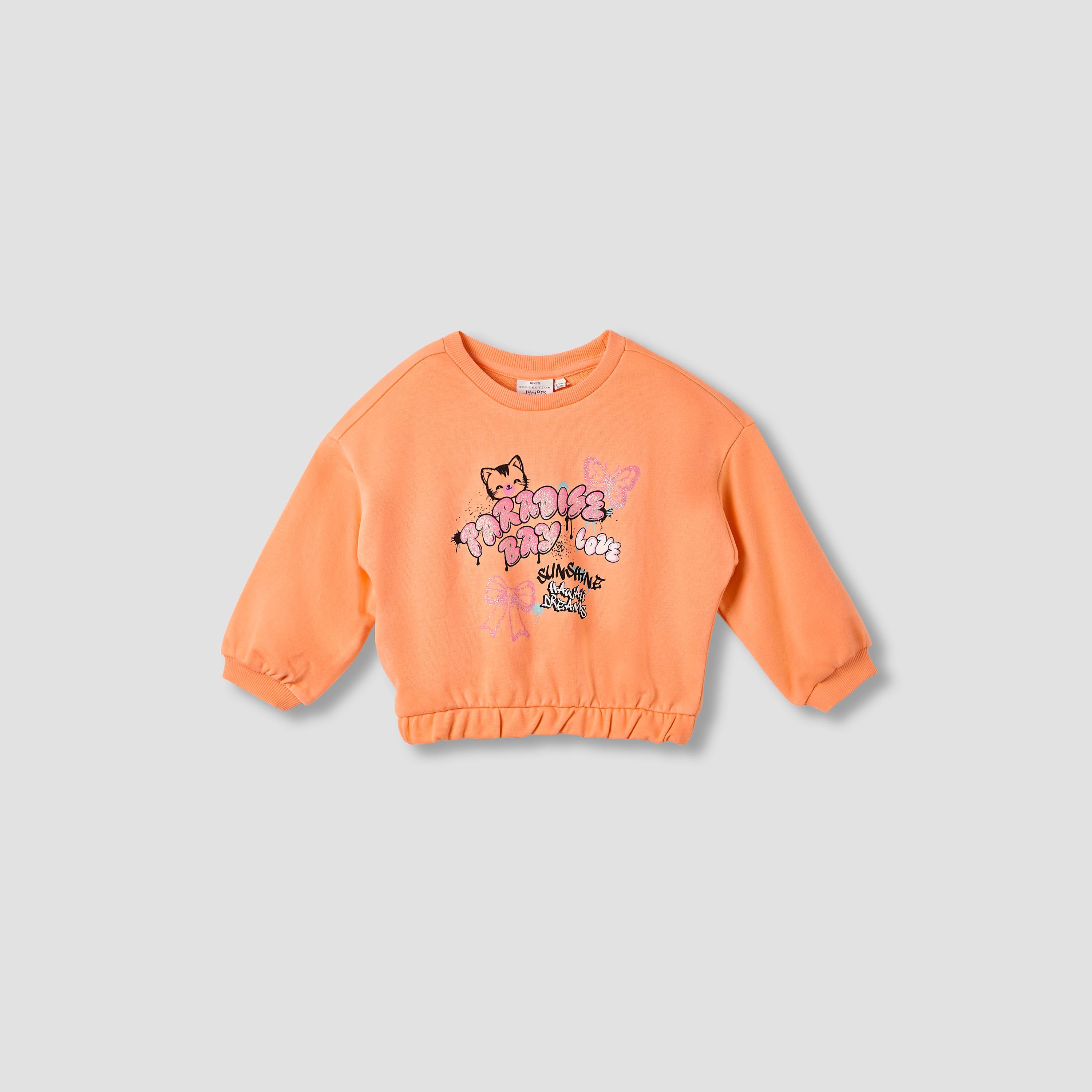 Juniors Round Neck Sweatshirt with Long Sleeves-baby-girls-clothing-sweatshirts-image-1