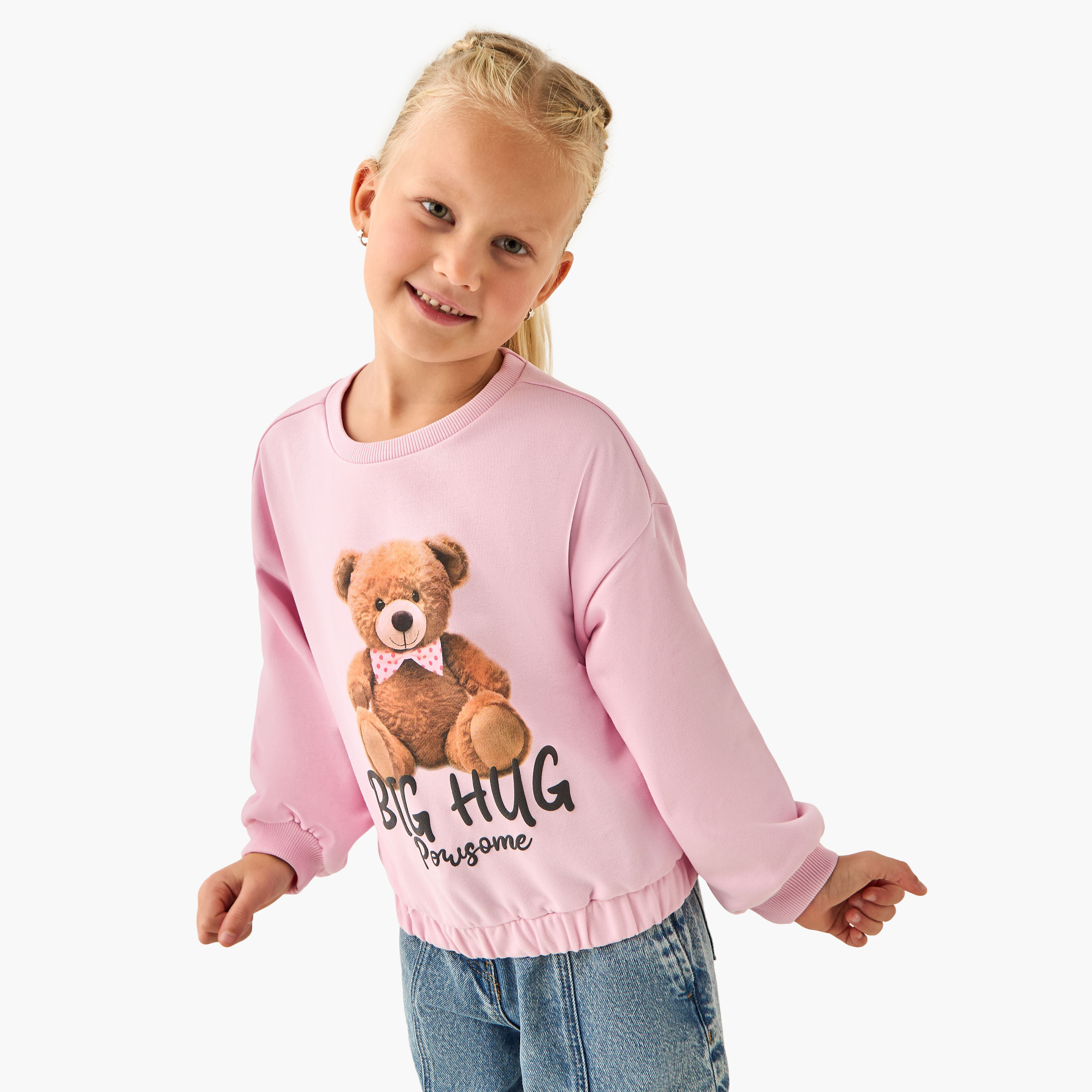 Juniors Round Neck Sweatshirt with Long Sleeves-baby-girls-clothing-sweatshirts-image-1