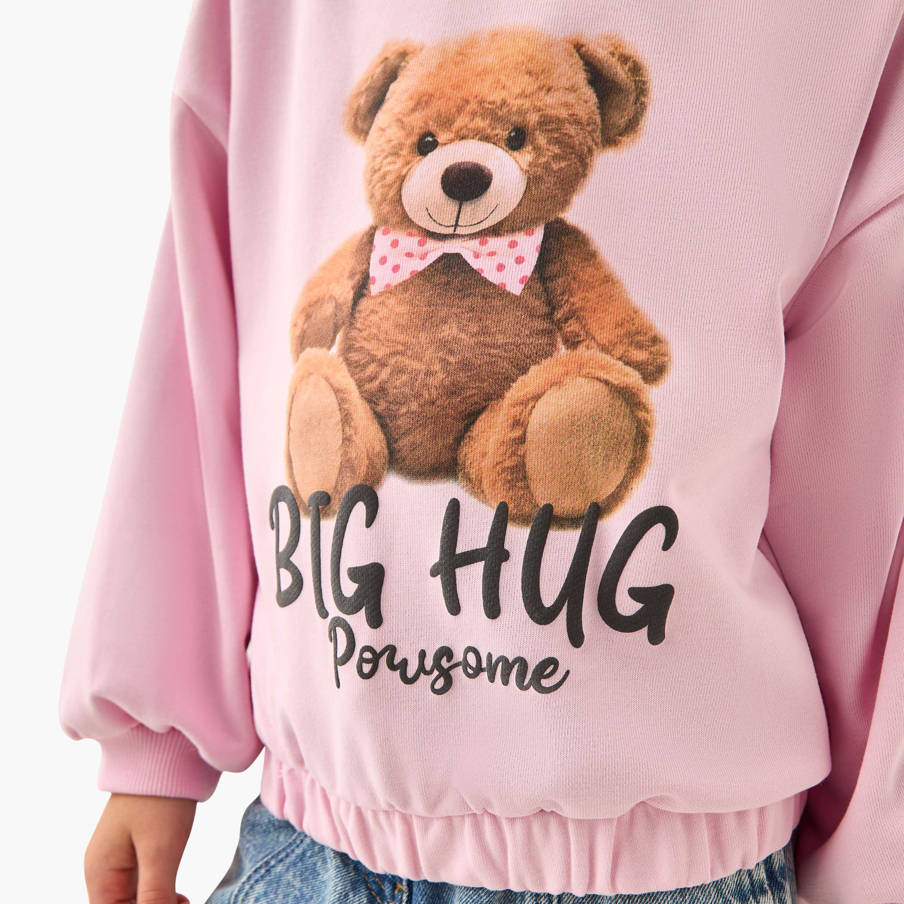 Juniors Round Neck Sweatshirt with Long Sleeves-baby-girls-clothing-sweatshirts-image-4