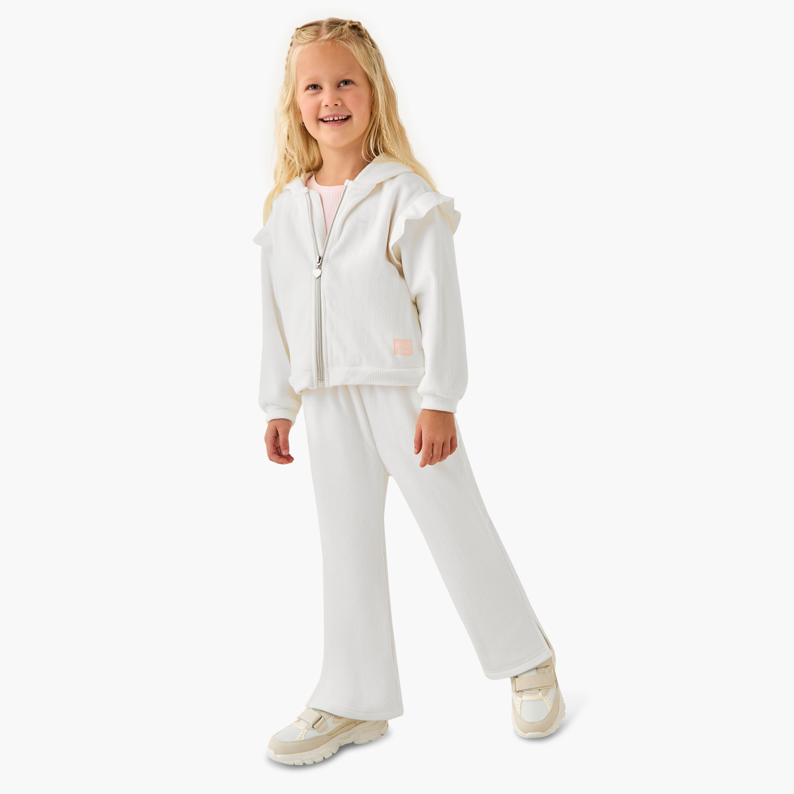Juniors Girls Jacket and Track Pant Set with Pockets - Long Sleeves - Hooded Neck-baby-girls-clothing-setsandcoords-image-1