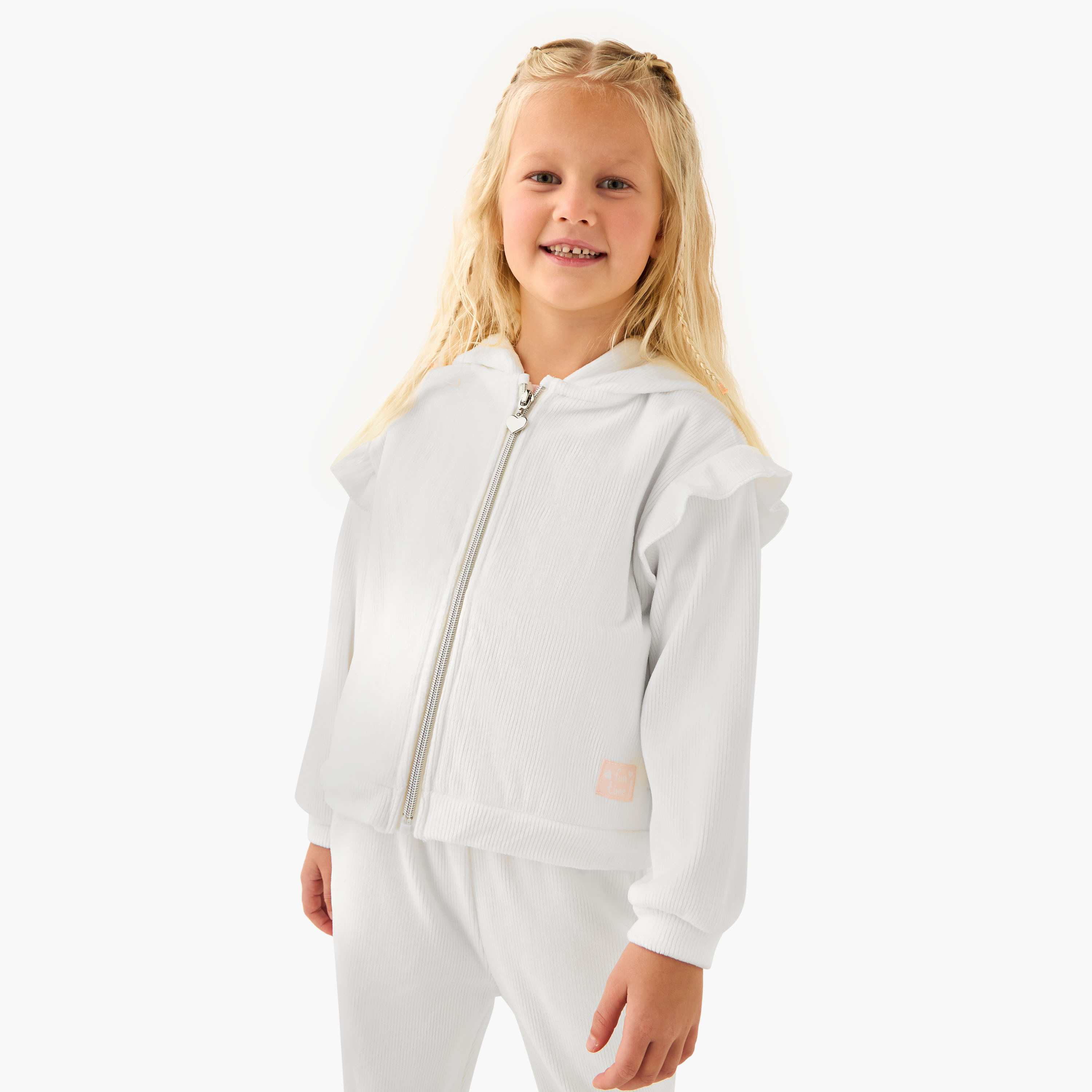 Juniors Girls Jacket and Track Pant Set with Pockets - Long Sleeves - Hooded Neck-baby-girls-clothing-setsandcoords-image-2