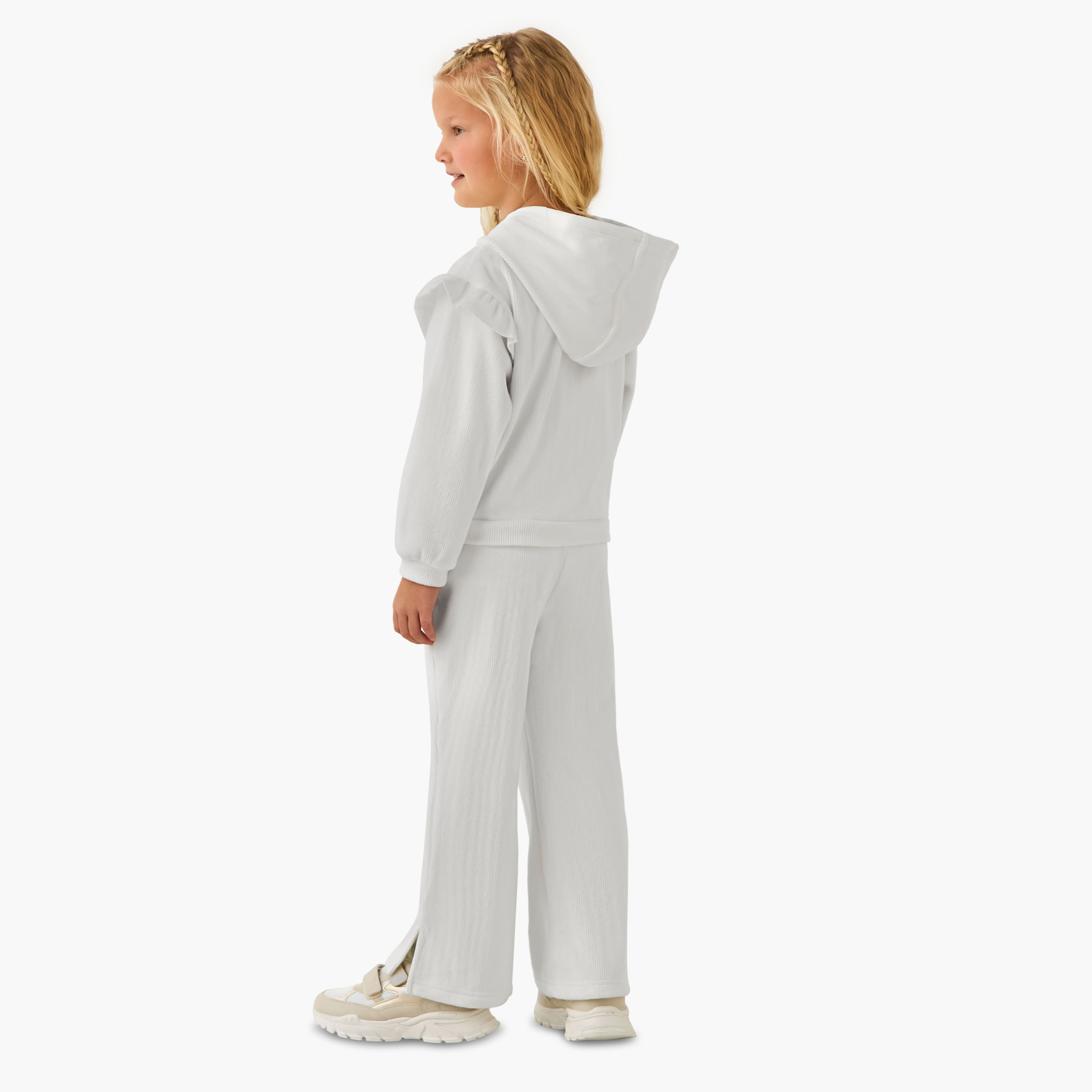 Juniors Girls Jacket and Track Pant Set with Pockets - Long Sleeves - Hooded Neck-baby-girls-clothing-setsandcoords-image-4