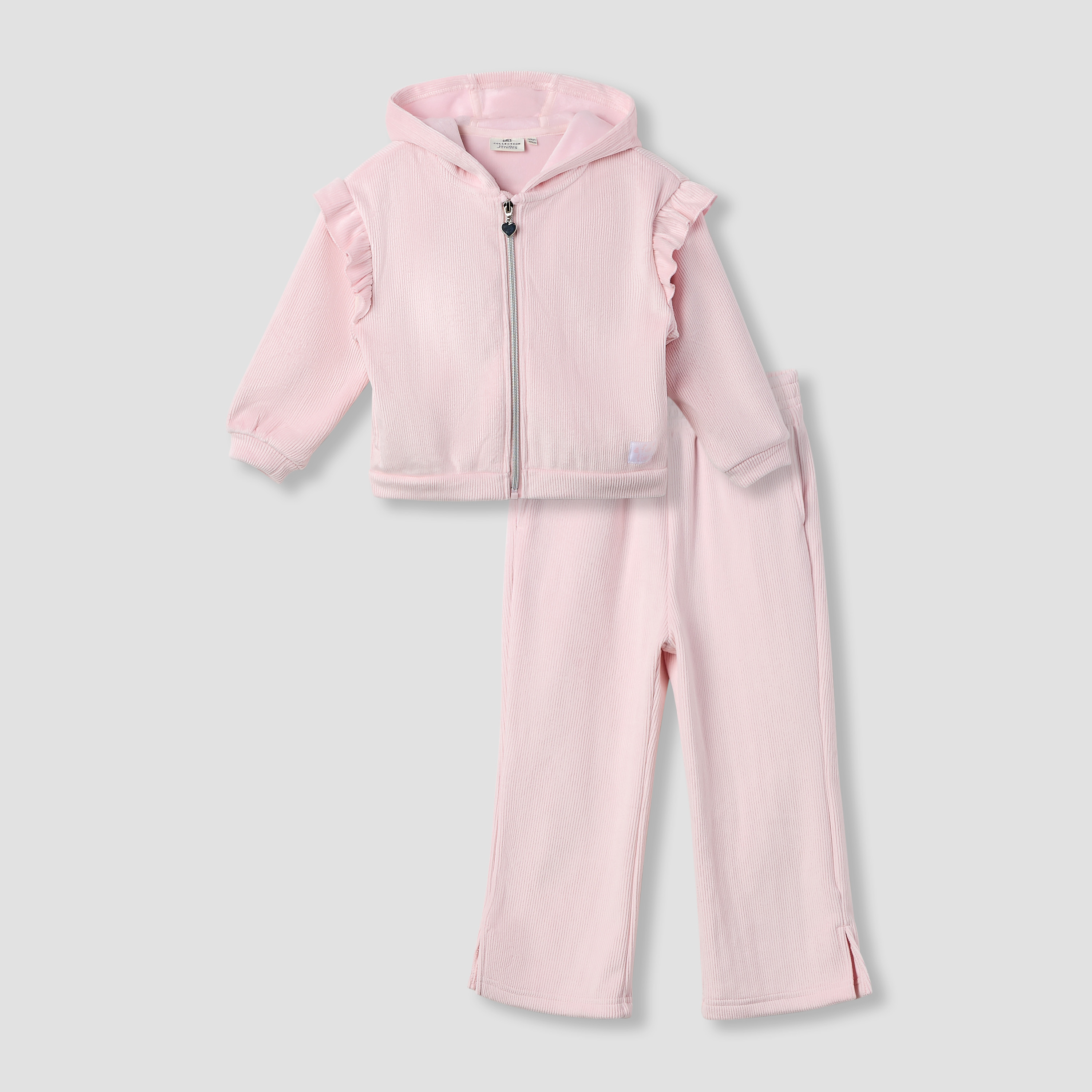 Juniors Girls Sweatshirt and Track Pants Set with Ruffle - Polyester Blend  - Long Sleeves - Hood-baby-girls-clothing-setsandcoords-image-1