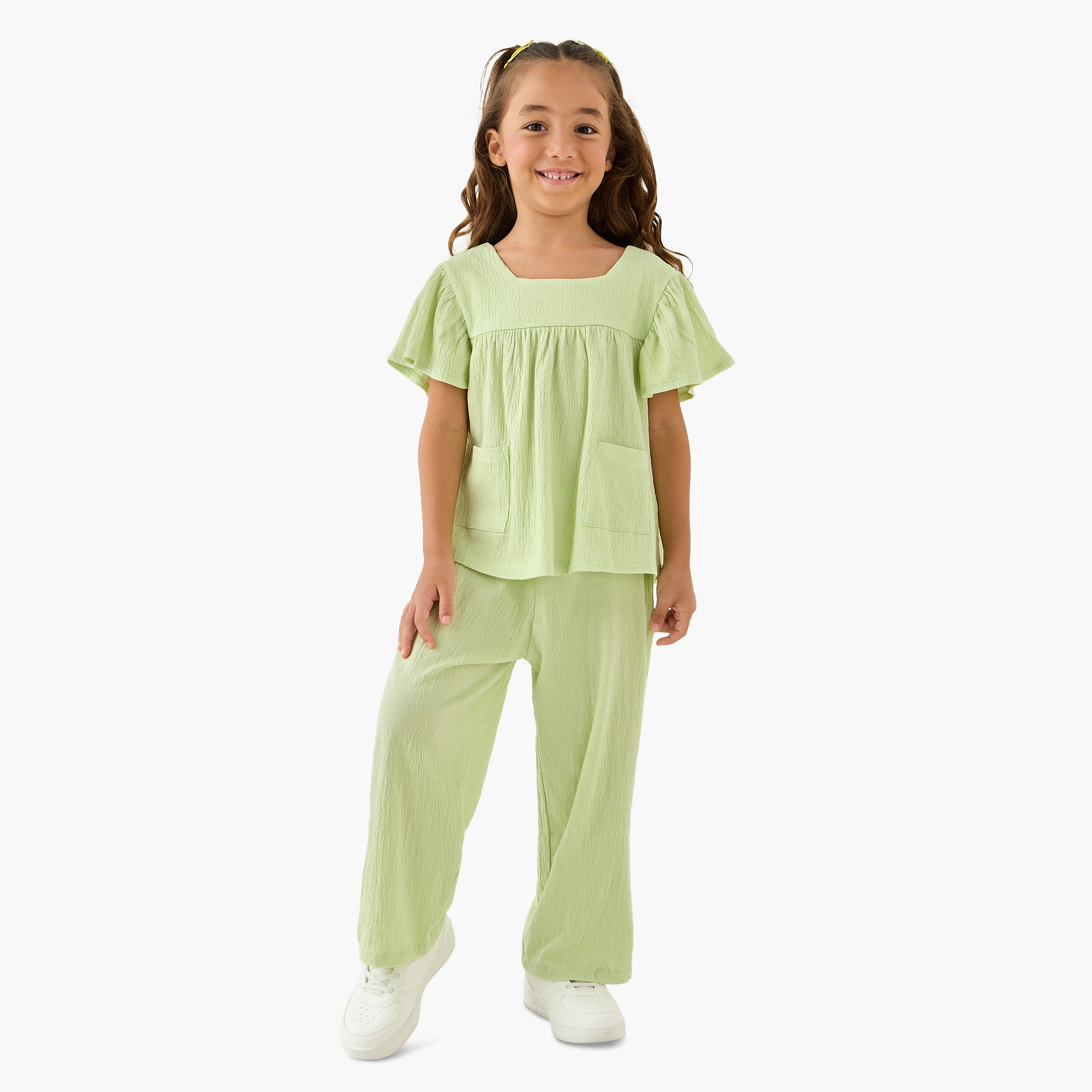 Juniors All-Over Floral Print Square Neck Top and Pants Set-girls-clothing-setsandcoords-image-1