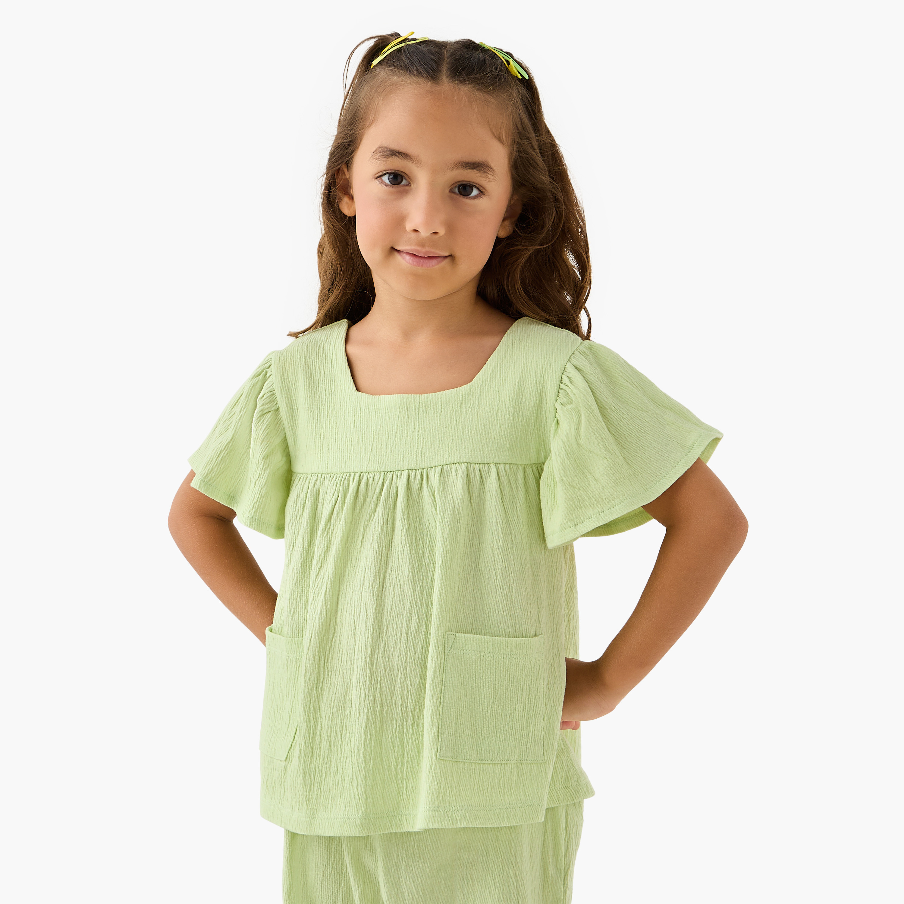 Juniors All-Over Floral Print Square Neck Top and Pants Set-girls-clothing-setsandcoords-image-2