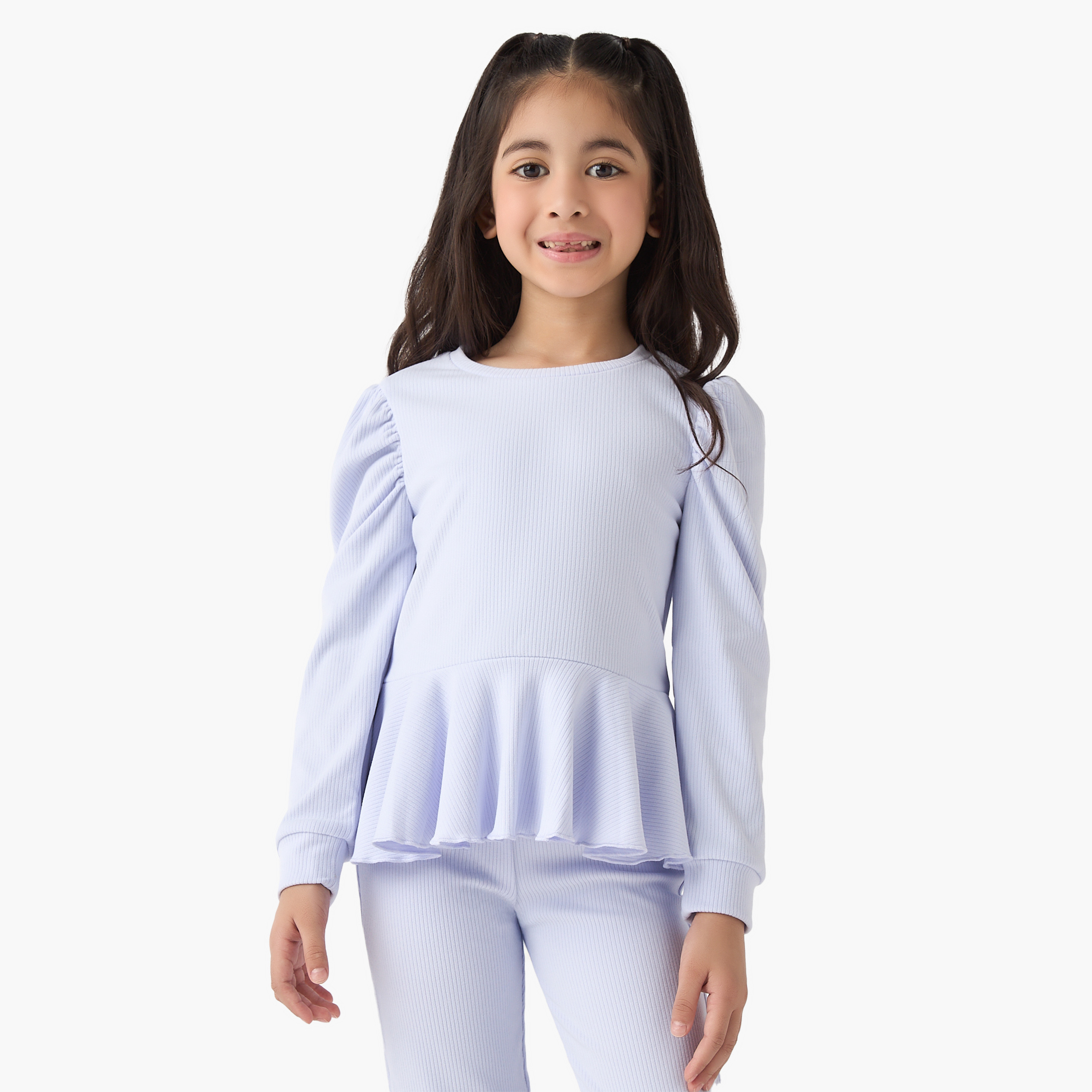 Juniors Ribbed Peplum Top and Pants Set-girls-clothing-winterwear-setsandcoords-image-2