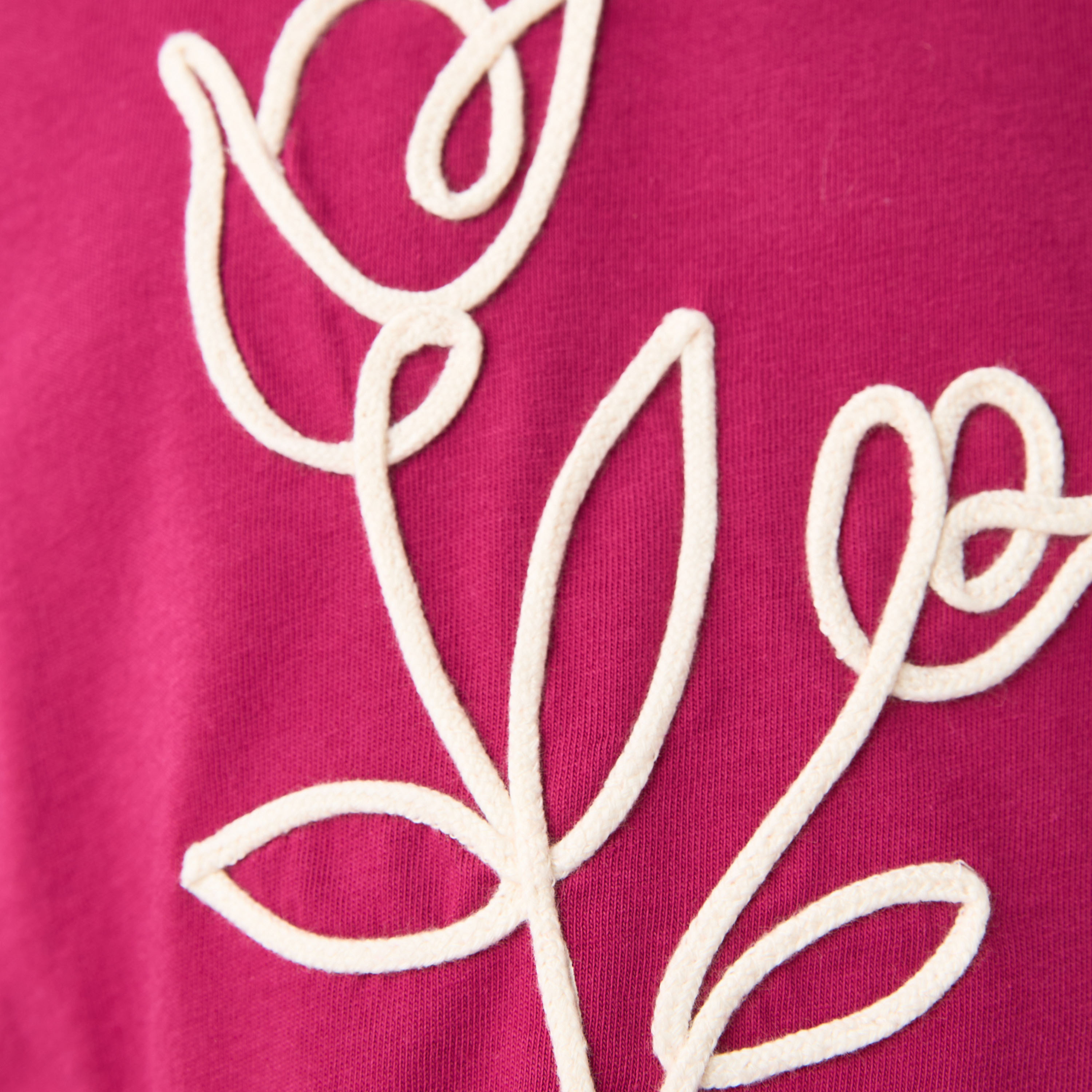 Juniors Crew Neck Long Sleeves T-shirt with Floral Detail-girls-clothing-tshirts-image-5