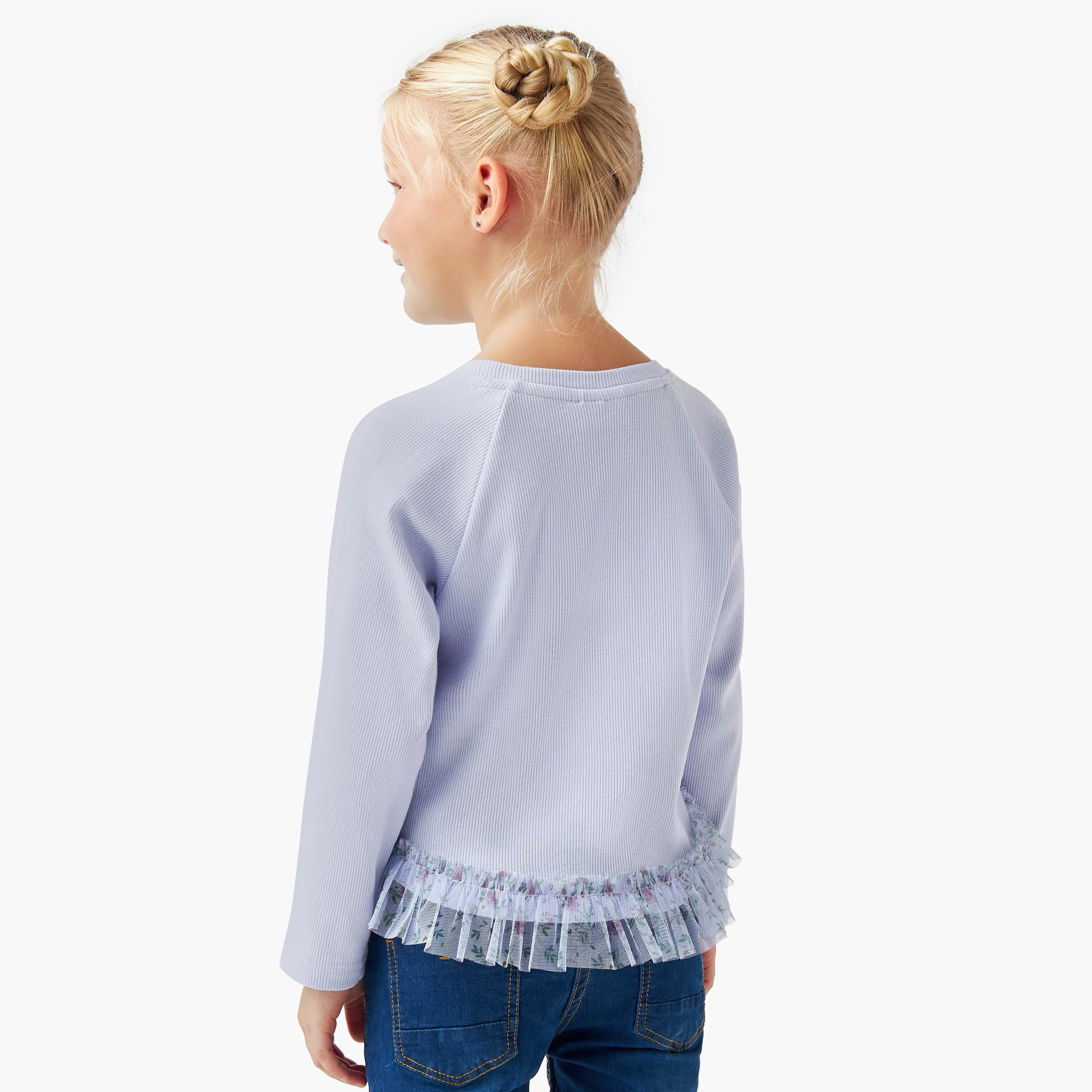 Juniors Heart Applique Top with Ruffles and Long Sleeves-girls-clothing-tshirts-image-3