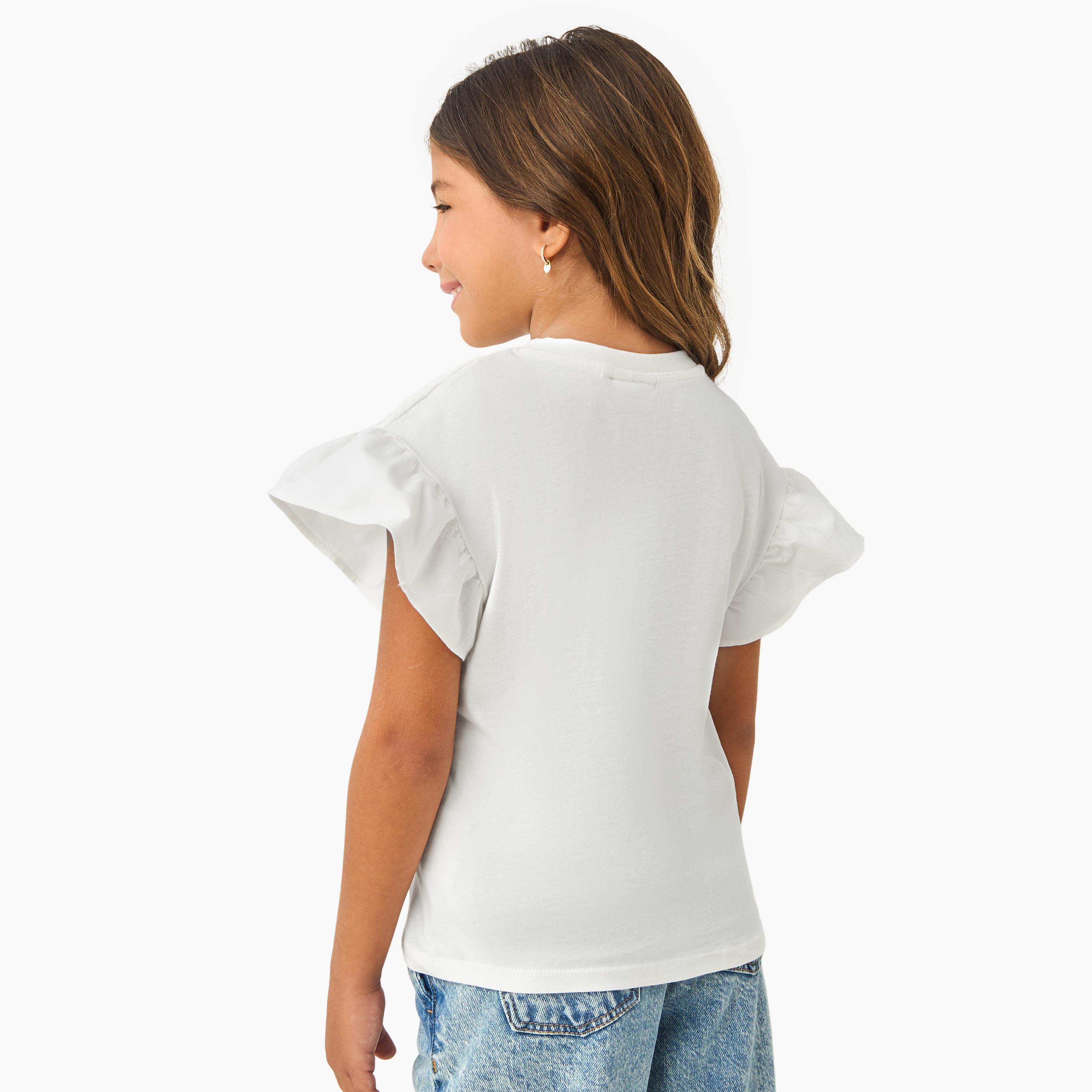 Juniors Printed T-shirt with Extended Sleeves-girls-clothing-tshirts-image-3