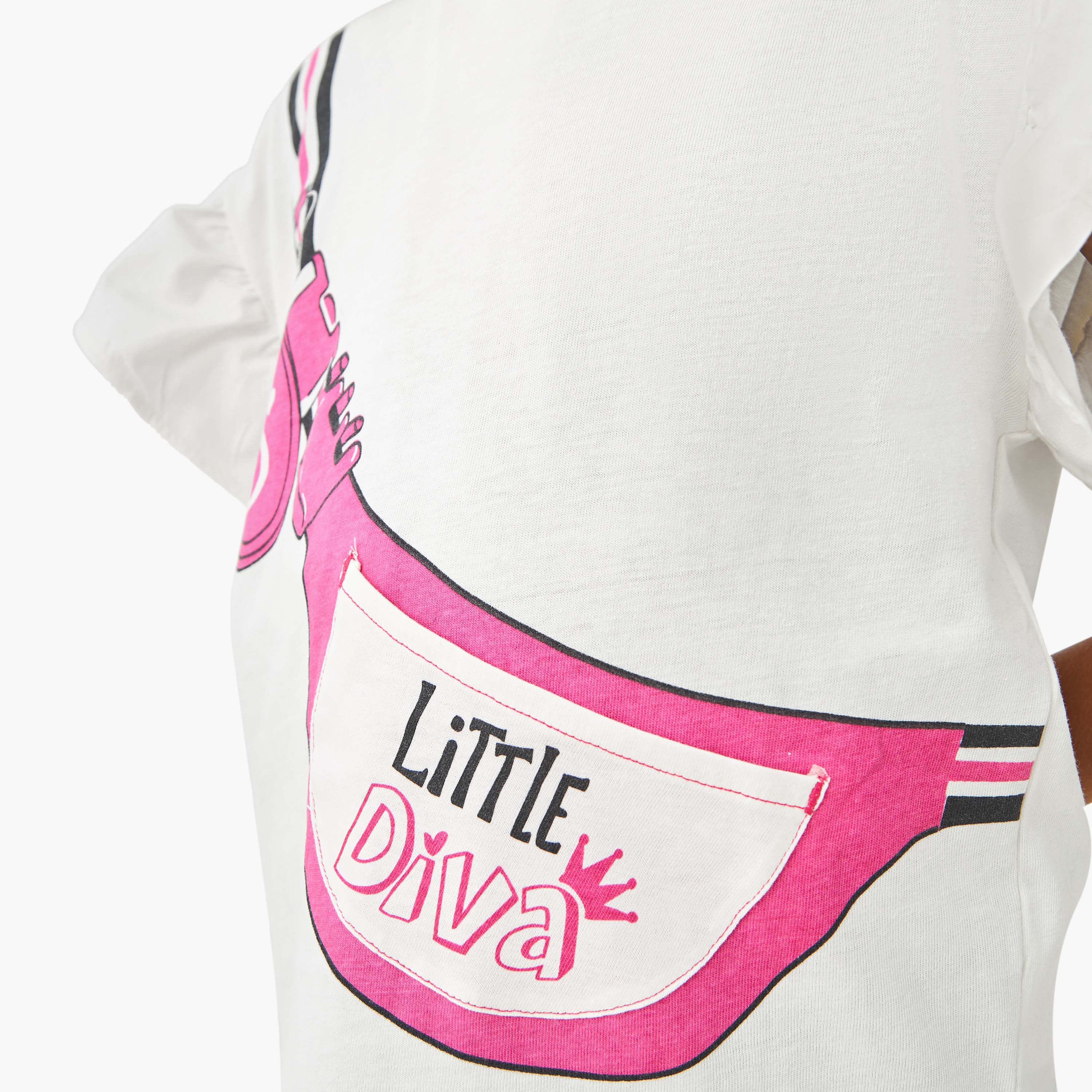 Juniors Printed T-shirt with Extended Sleeves-girls-clothing-tshirts-image-4