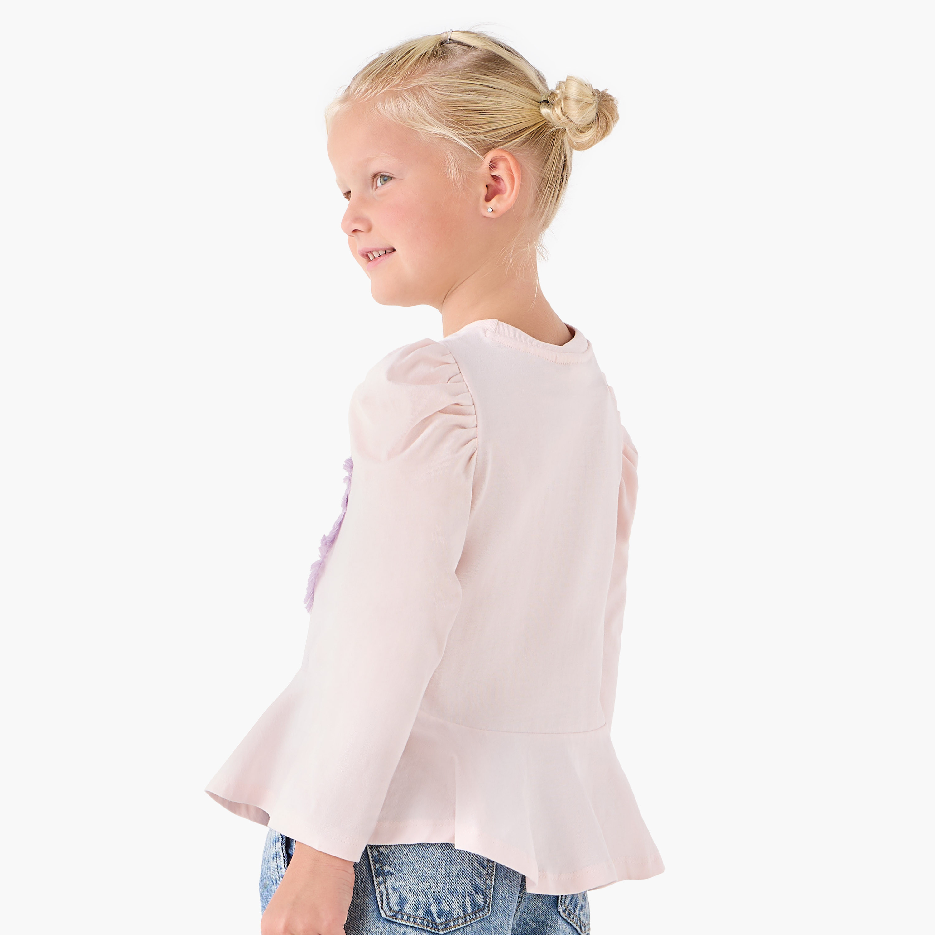 Juniors Girls Crew Neck T-shirt with Unicorn Print - Cotton - Long Sleeves-girls-clothing-tshirts-image-3