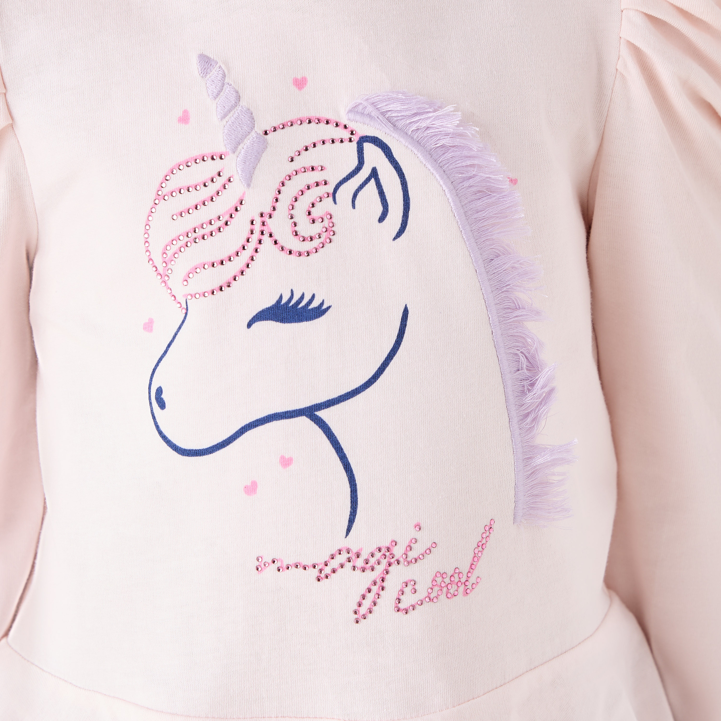 Juniors Girls Crew Neck T-shirt with Unicorn Print - Cotton - Long Sleeves-girls-clothing-tshirts-image-5