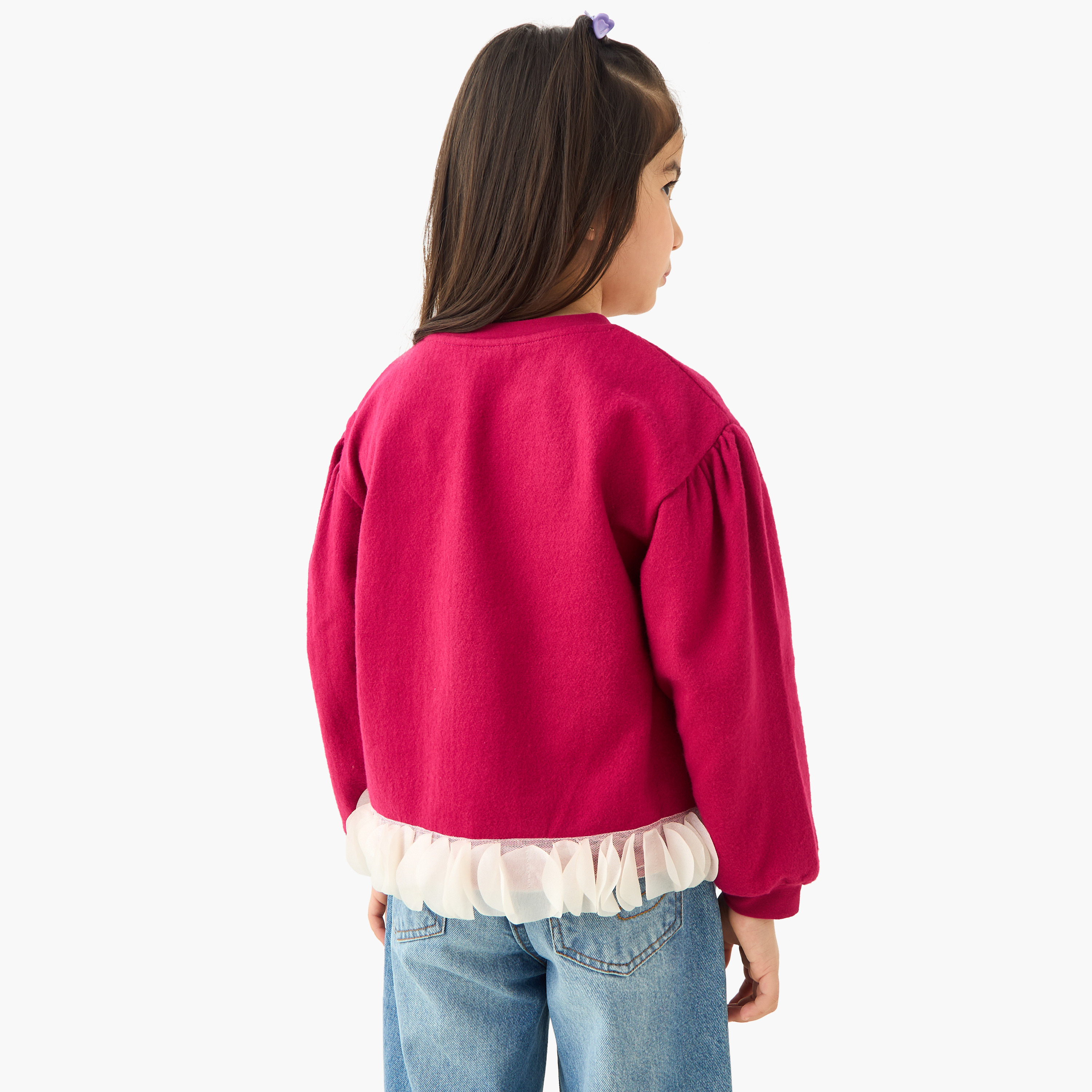 Juniors Floral Textured Top with Long Sleeves-girls-clothing-tshirts-image-3