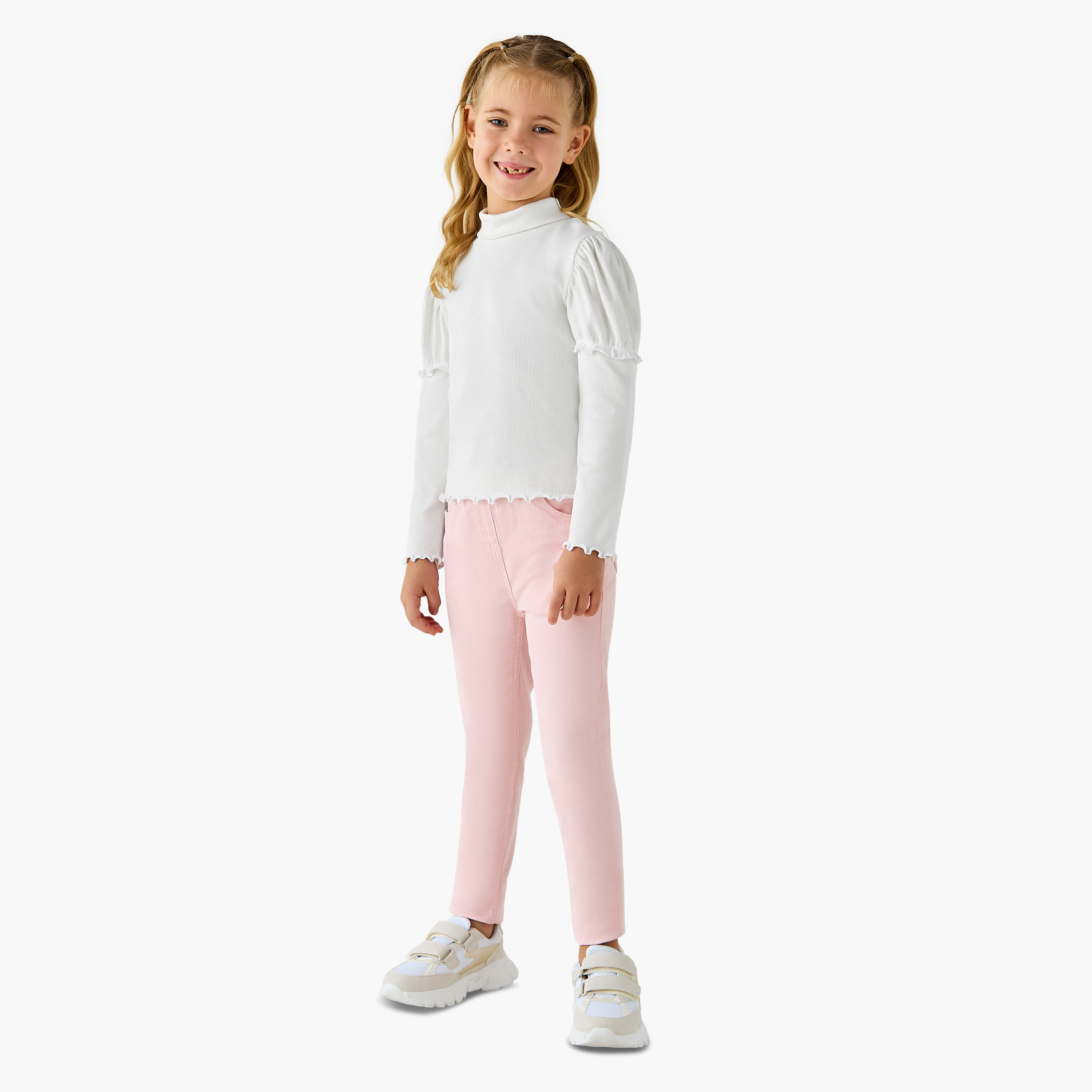 Juniors Ribbed Turtleneck Top with Long Sleeves-girls-clothing-tshirts-image-2