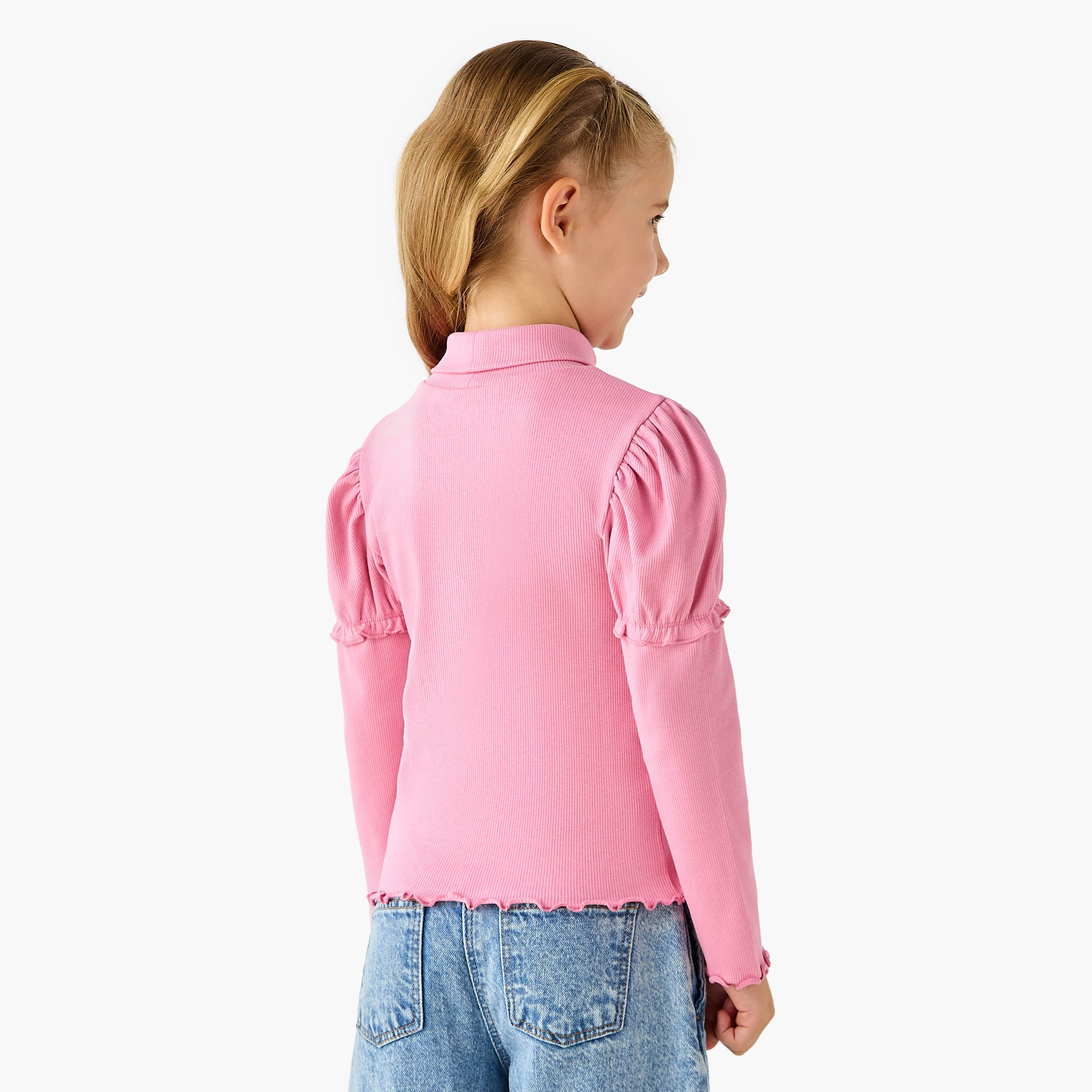 Juniors Ribbed Turtleneck Top with Long Sleeves-girls-clothing-tshirts-image-3