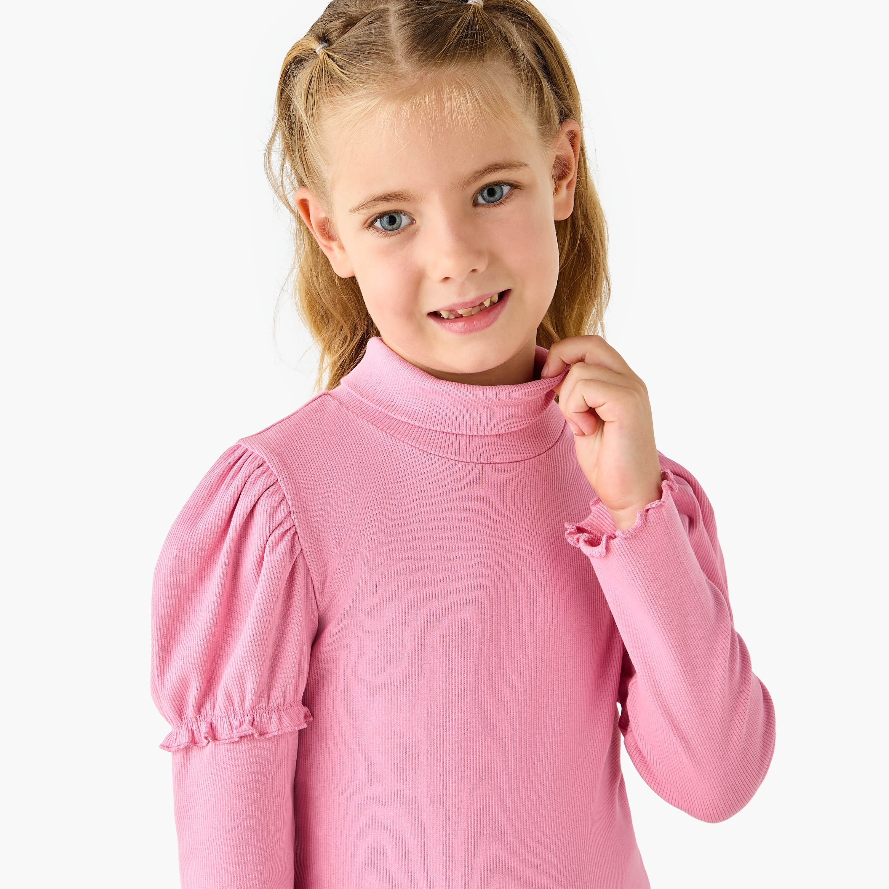 Juniors Ribbed Turtleneck Top with Long Sleeves-girls-clothing-tshirts-image-4