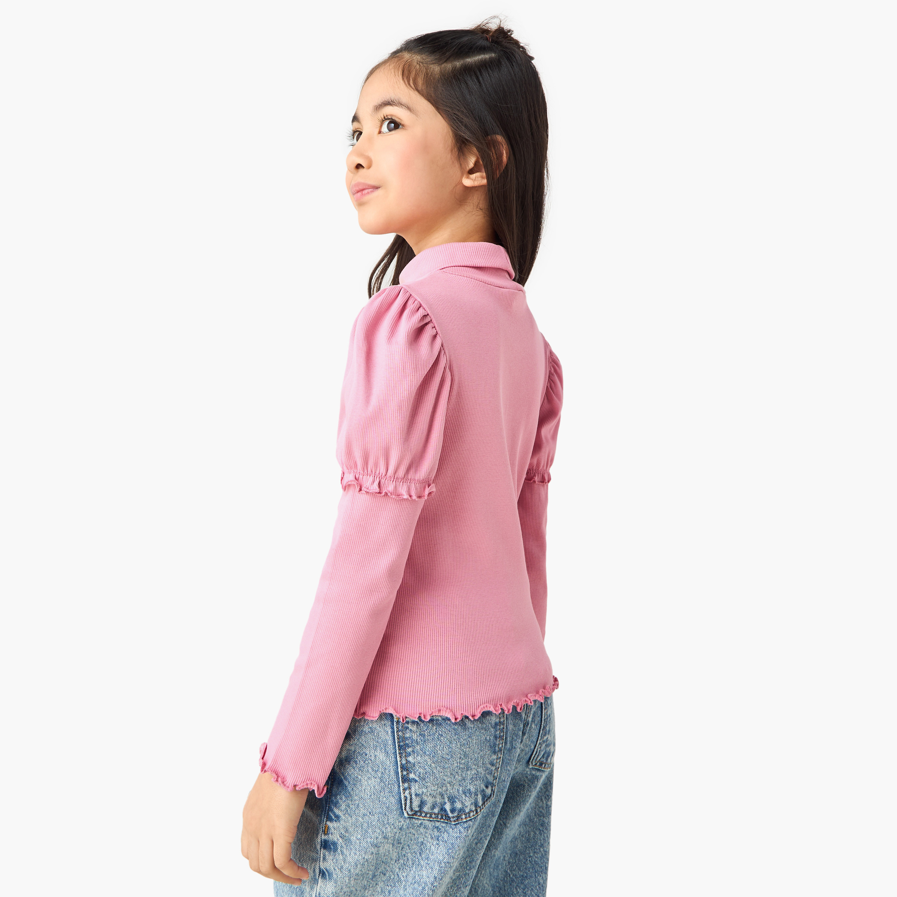 Juniors Ribbed Turtleneck Top with Long Sleeves-girls-clothing-tshirts-image-3