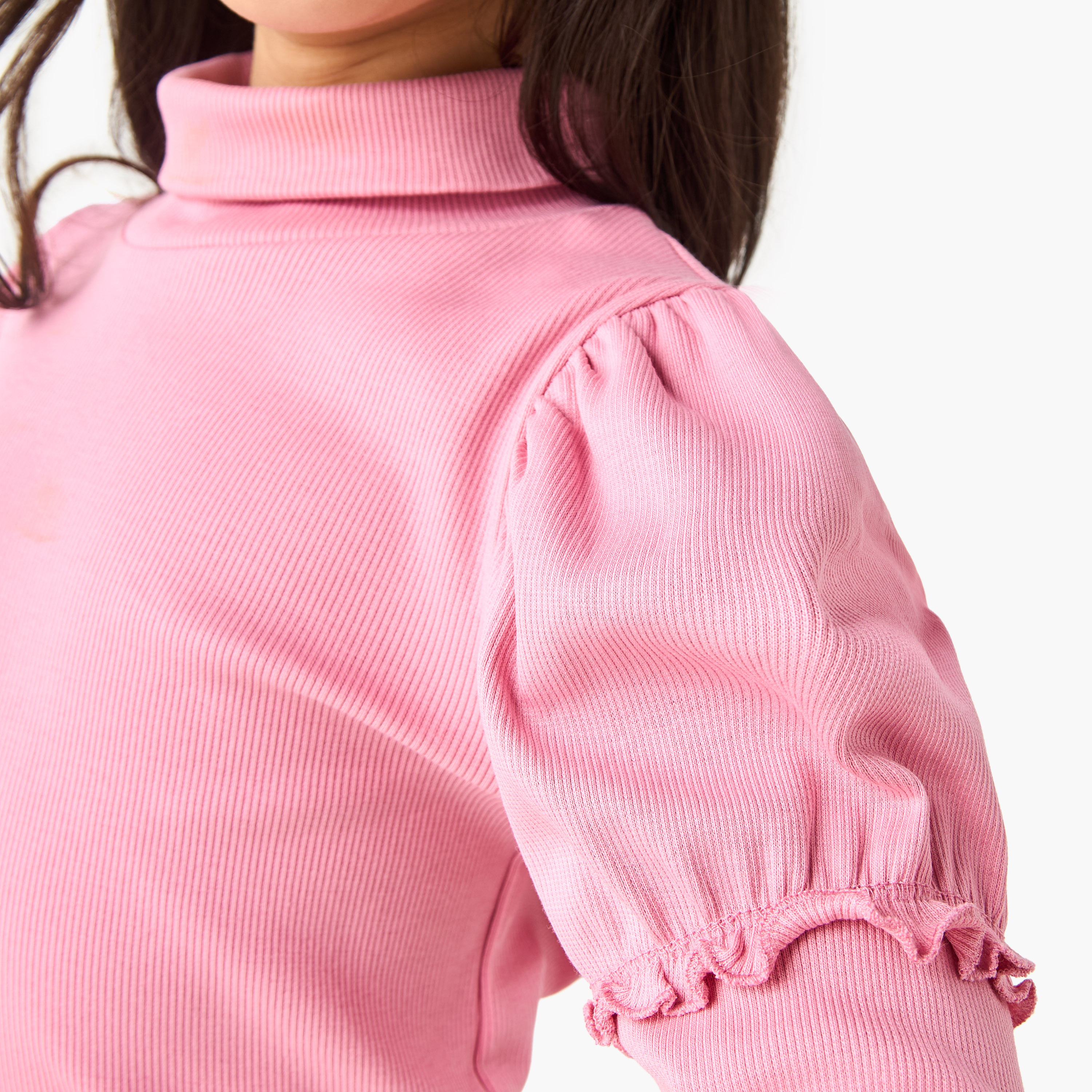 Juniors Ribbed Turtleneck Top with Long Sleeves-girls-clothing-tshirts-image-4
