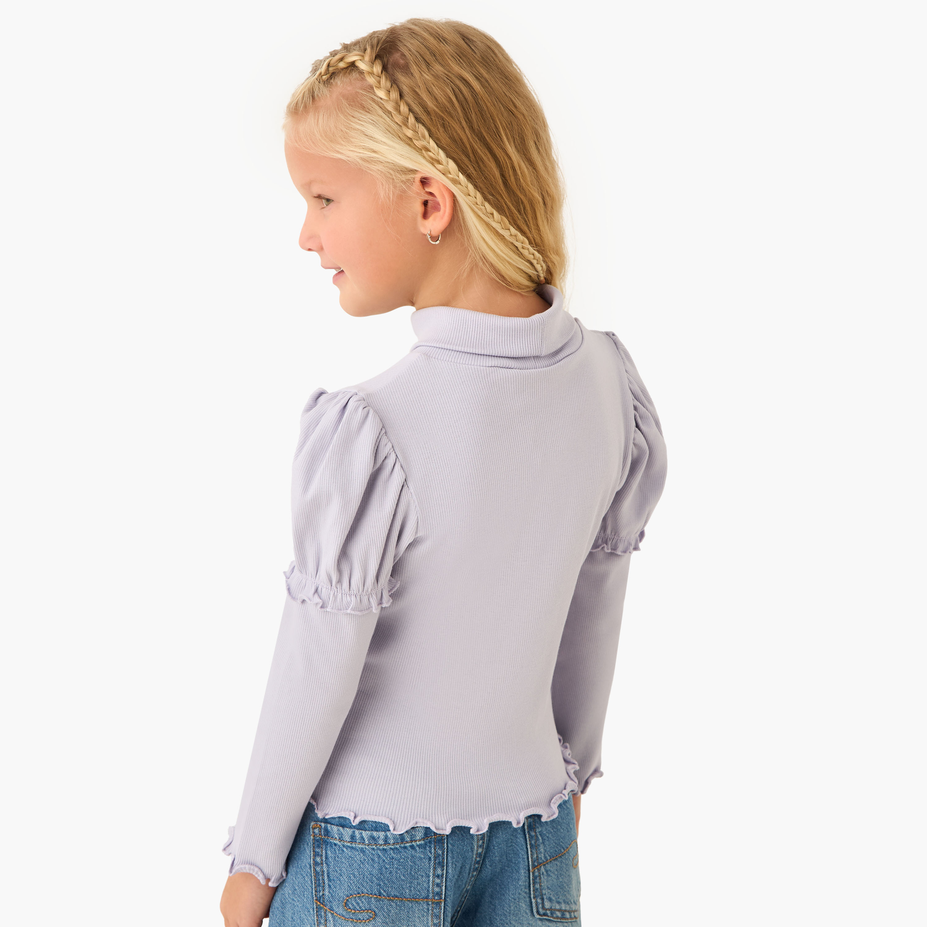 Juniors Ribbed Turtleneck Top with Long Sleeves-girls-clothing-tshirts-image-3