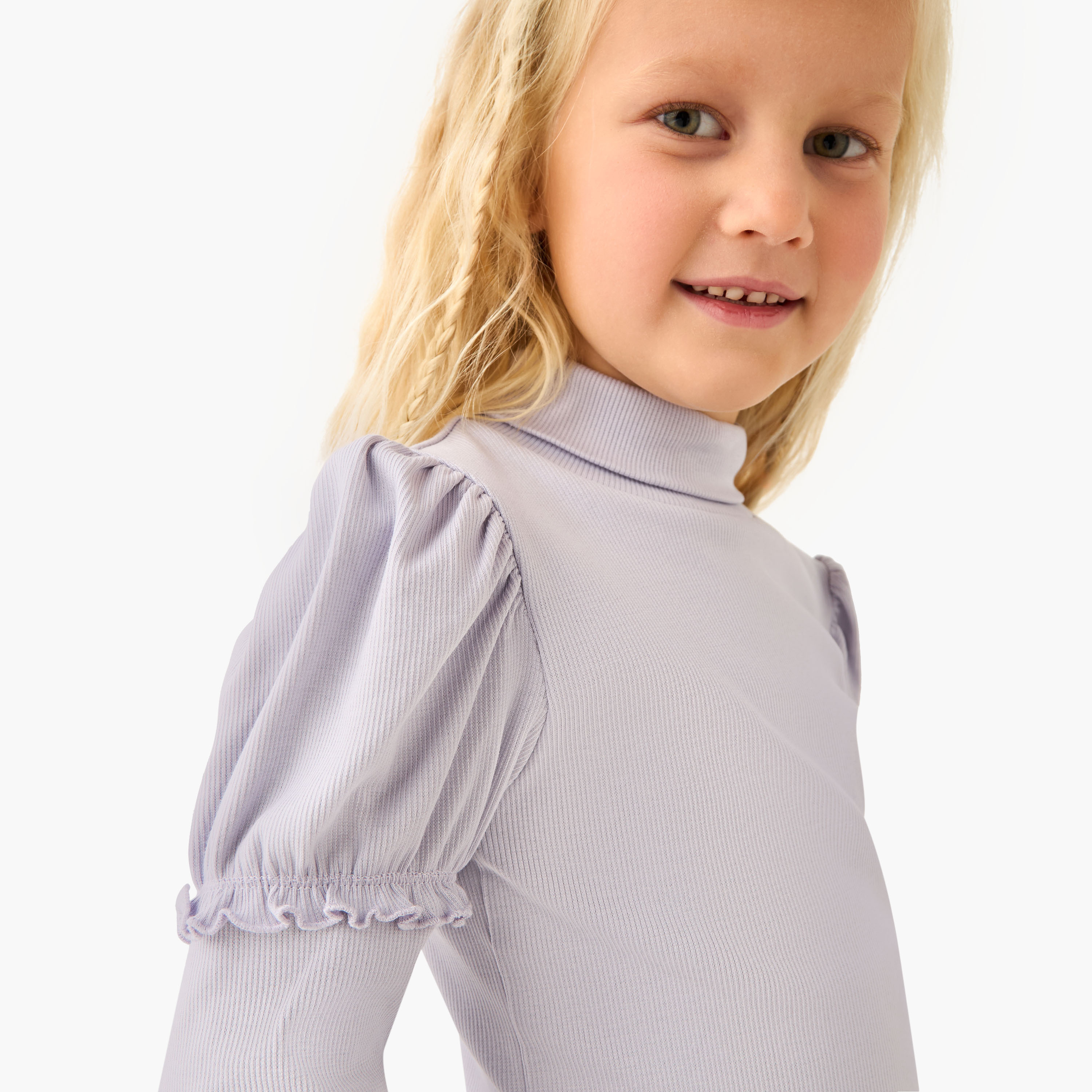 Juniors Ribbed Turtleneck Top with Long Sleeves-girls-clothing-tshirts-image-4