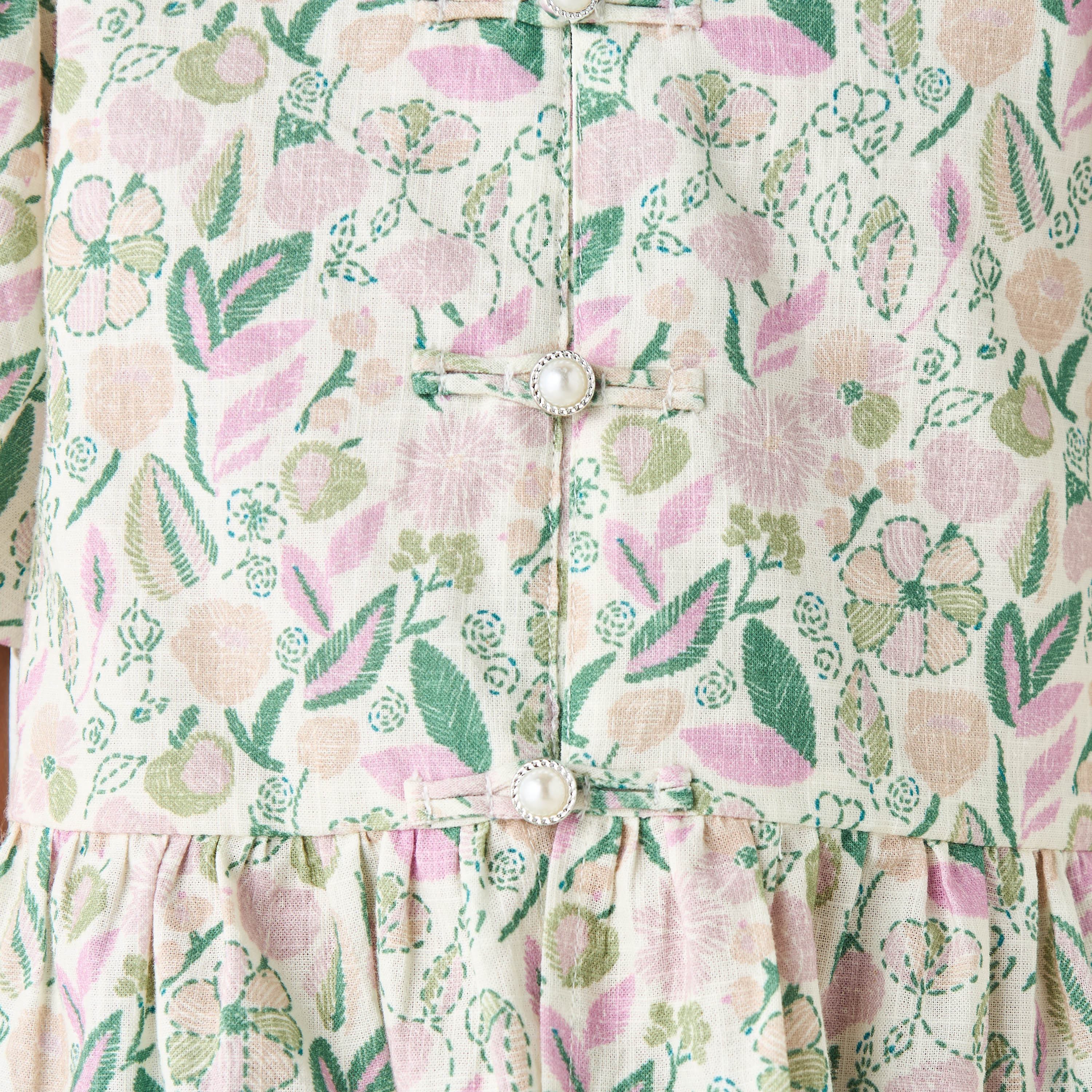 بلوزة بياقة مستديرة وأكمام واسعة وكشكش وطبعات زهرية من جونيورز-baby-girls-clothing-blousesandshirts-image-1