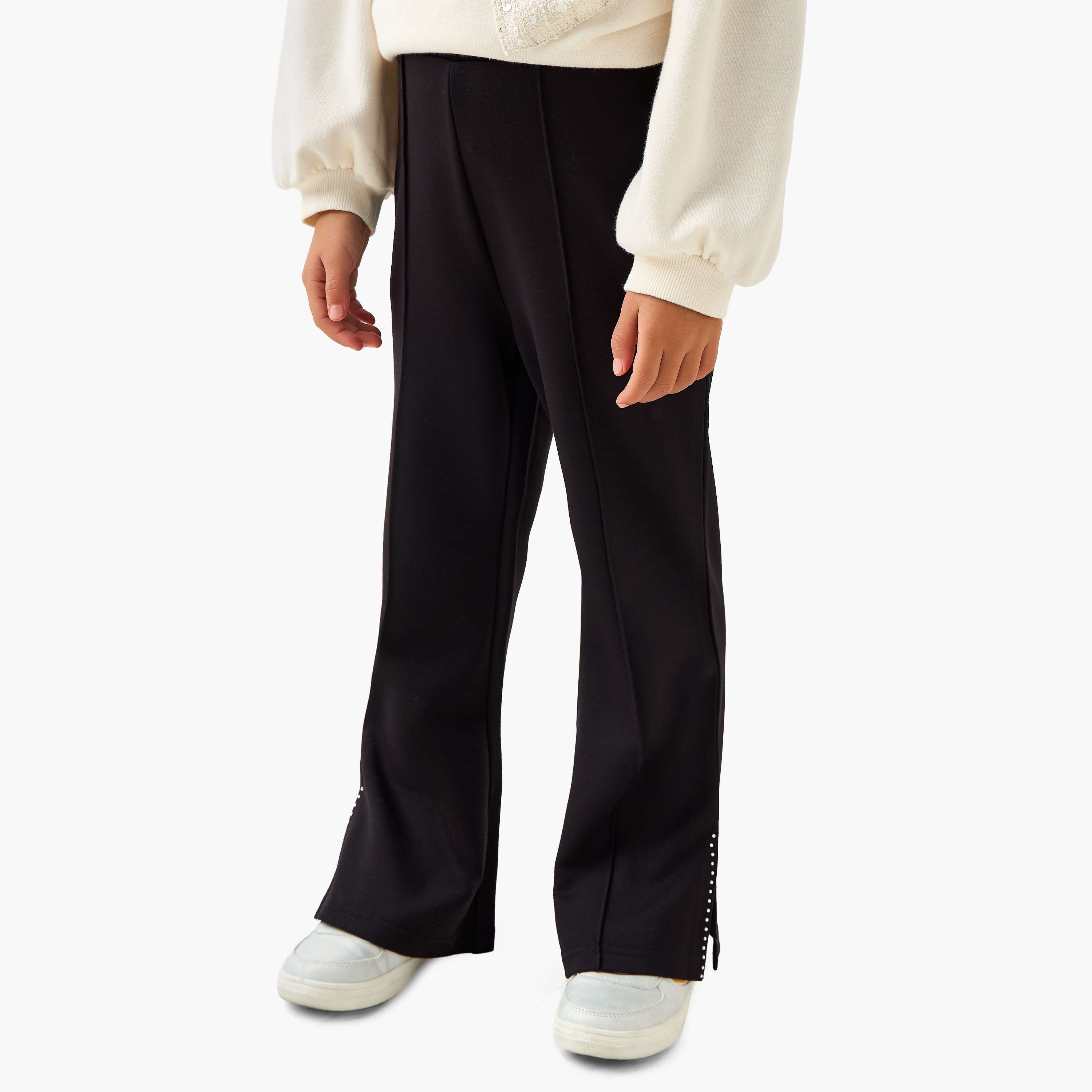 Juniors Trousers with Slit, Elasticated Waist-baby-girls-clothing-bottoms-trousers-image-1