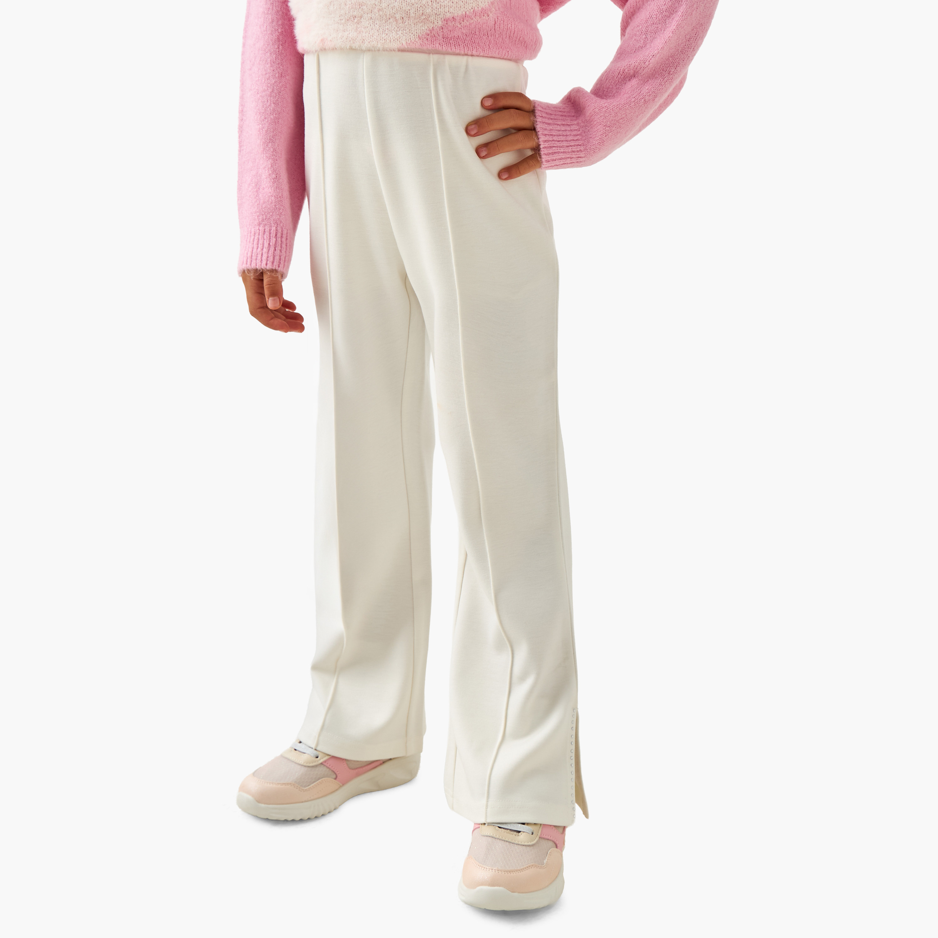 Juniors Trousers with Slit, Elasticated Waist-baby-girls-clothing-bottoms-trousers-image-1