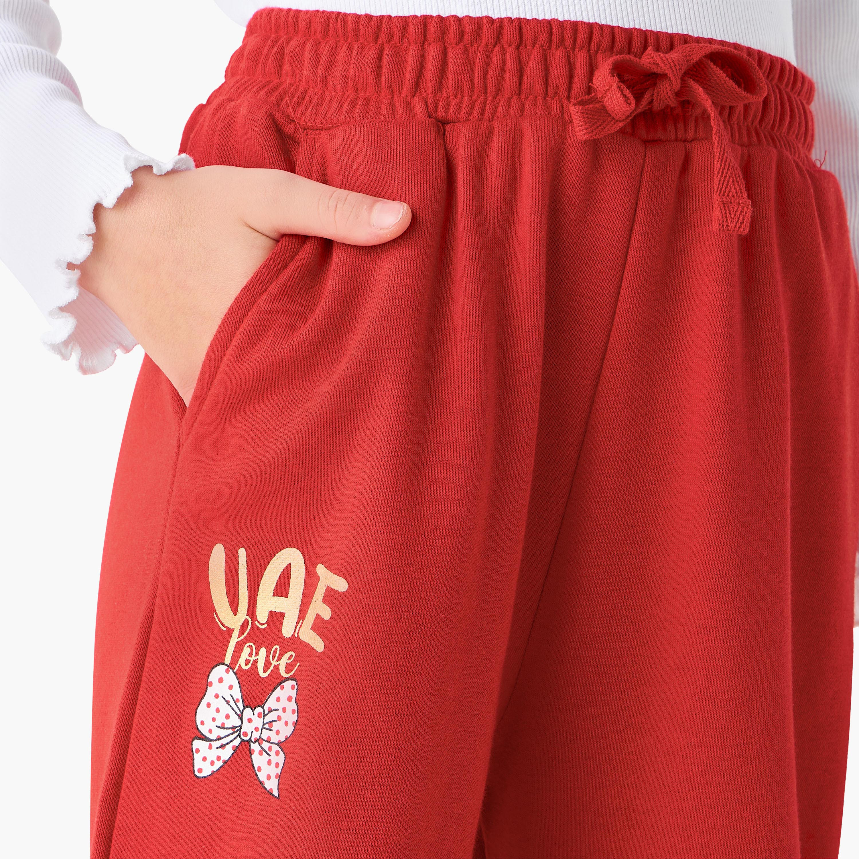 بنطلون رياضي قطن بخصر مطاطي وطبعات للبنات من جونيورز-baby-girls-clothing-bottoms-joggersandtrackpants-image-4