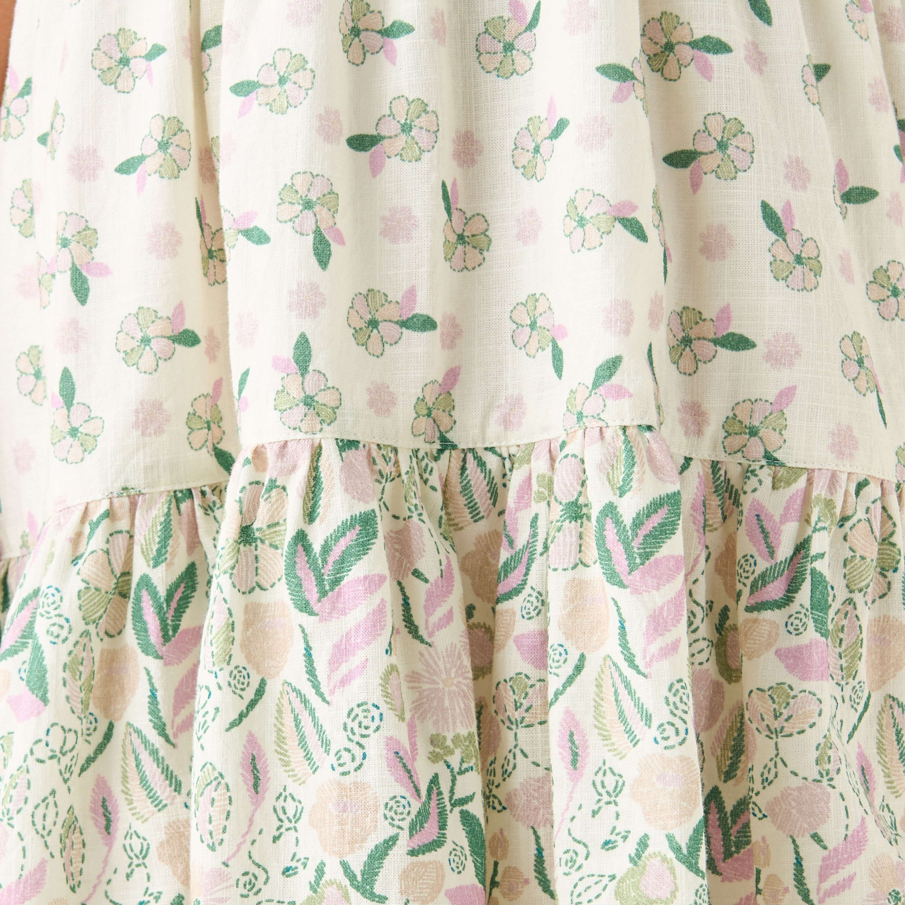 Juniors Floral Print A-line Dress with Round Neck and Short Sleeves-girls-clothing-dressesandjumpsuits-image-5