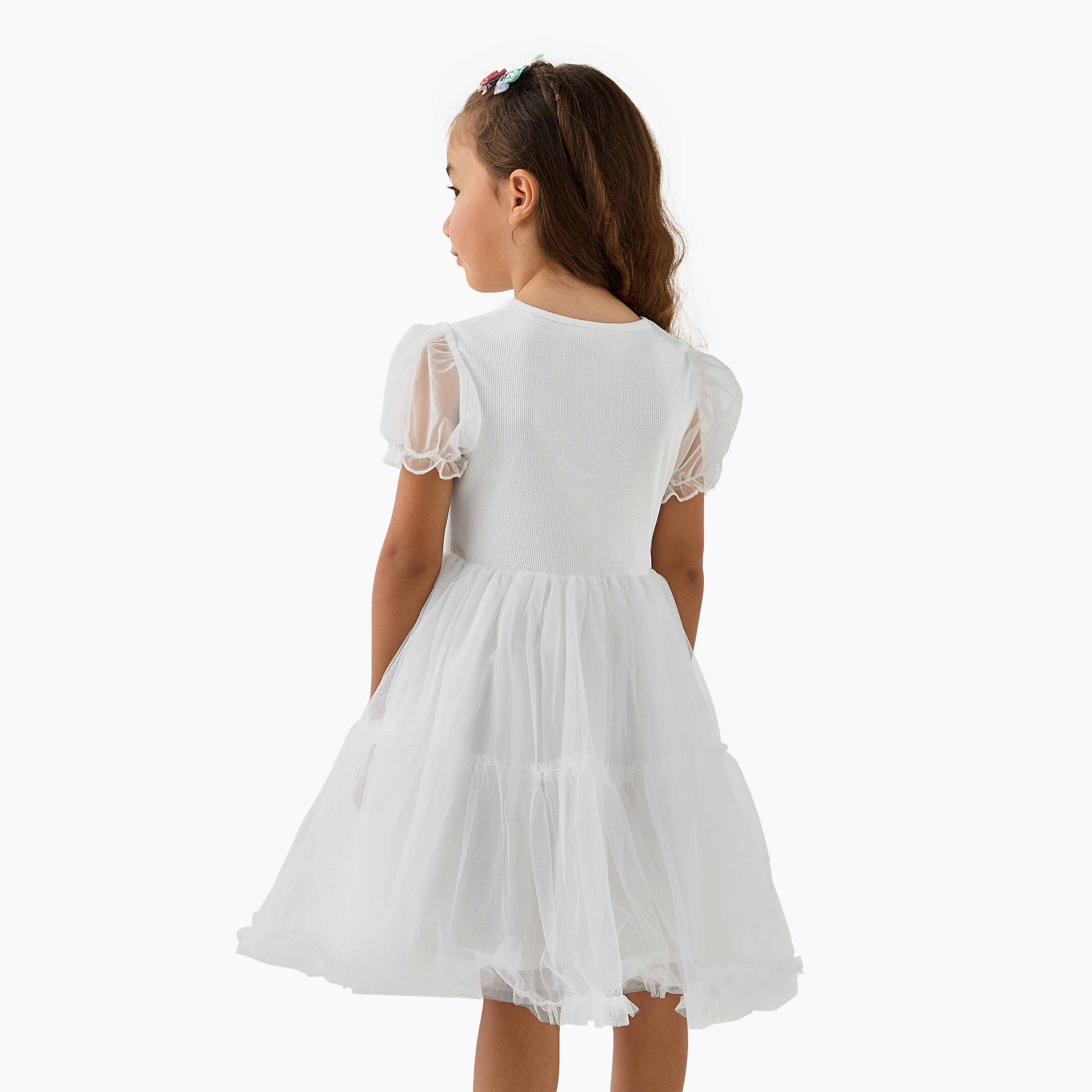 Juniors Butterfly Applique Tulle A-line Dress with Round Neck-girls-clothing-dressesandjumpsuits-image-3
