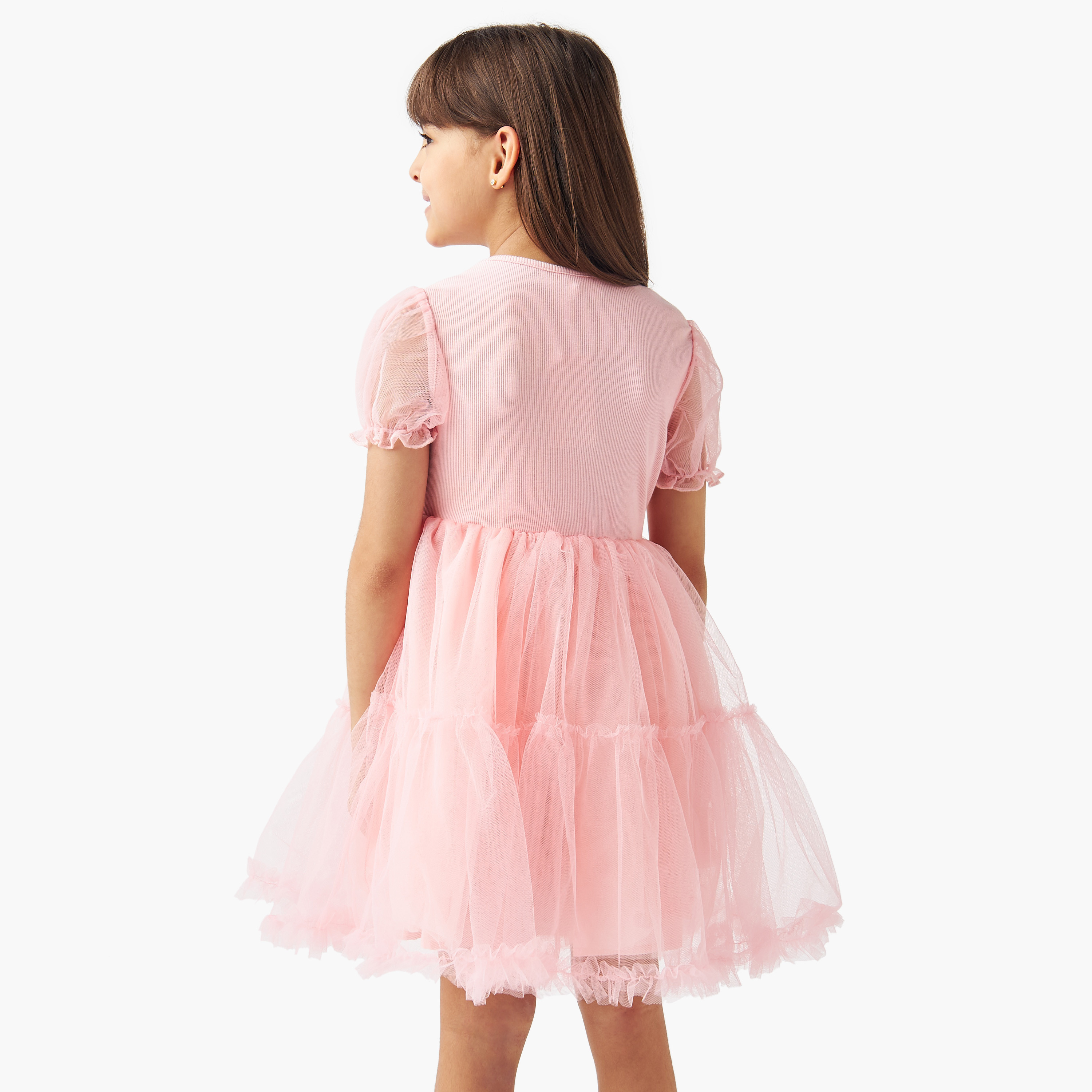 فستان تول إيه لاين بياقة مستديرة وزخارف فراشة من جونيورز-girls-clothing-dressesandjumpsuits-image-3