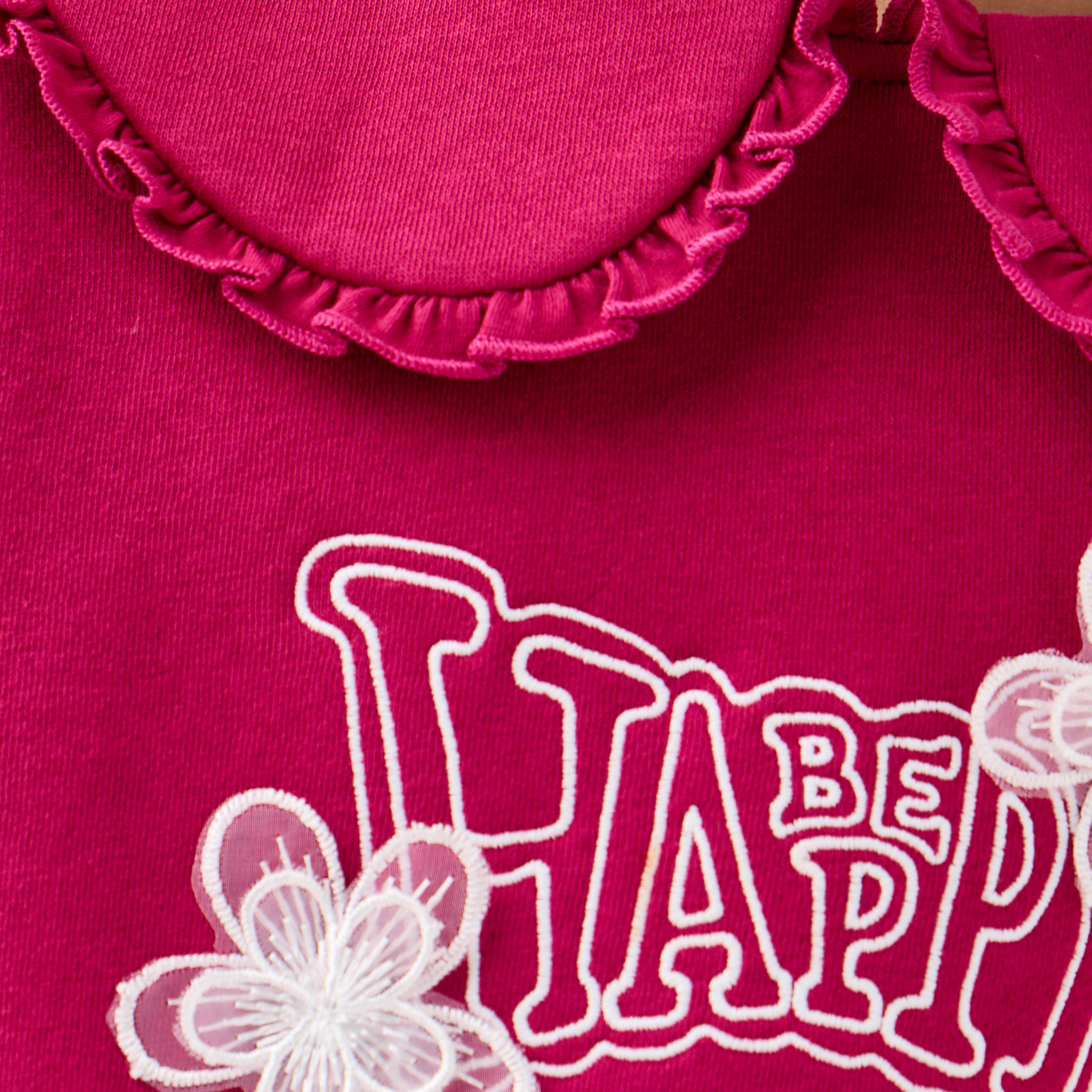 فستان سويدي مطرز بياقة بيتر بان وأكمام طويلة من جونيورز-girls-clothing-winterwear-dresses-image-1