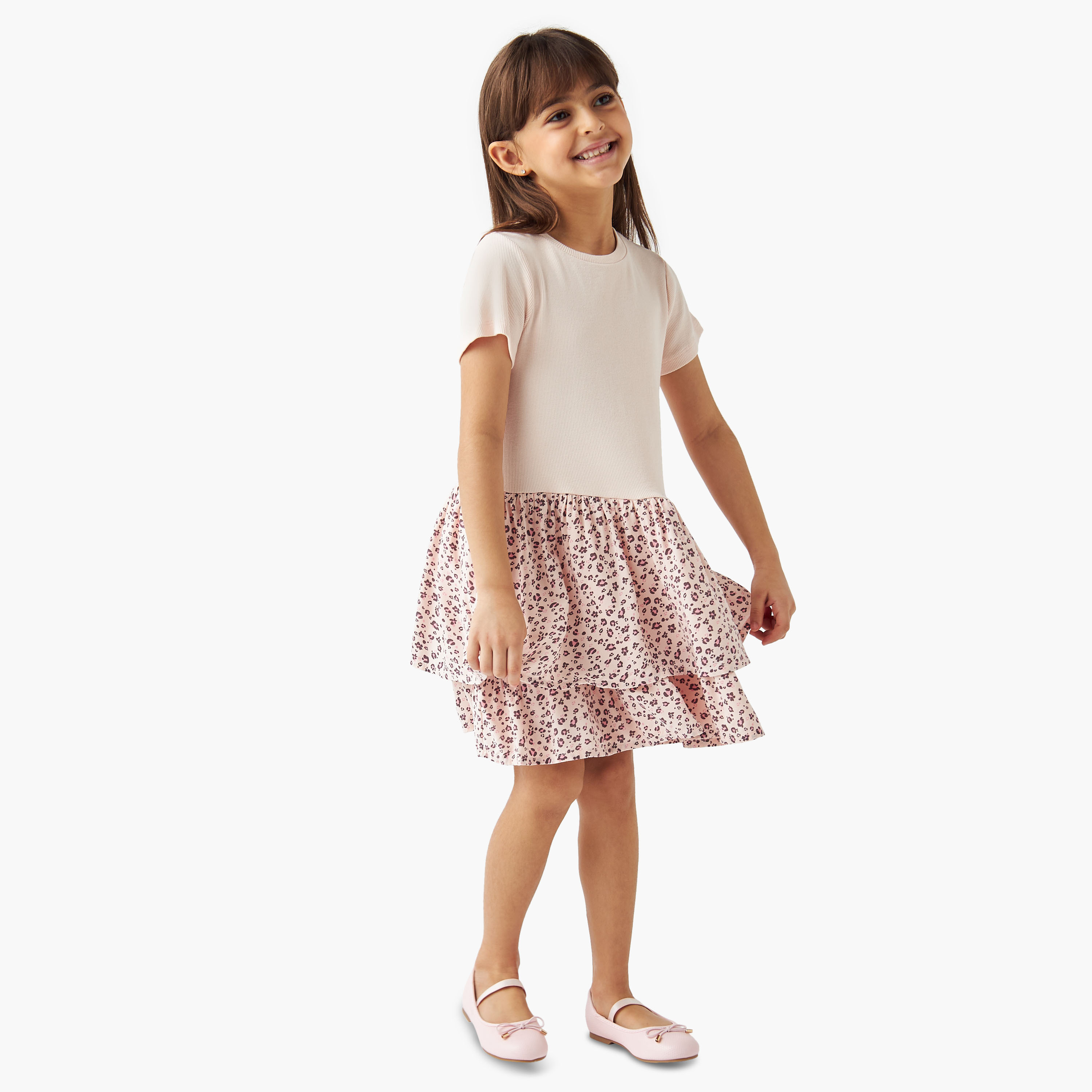 Juniors Animal Print Tiered Dress with Short Sleeves-girls-clothing-dressesandjumpsuits-image-2