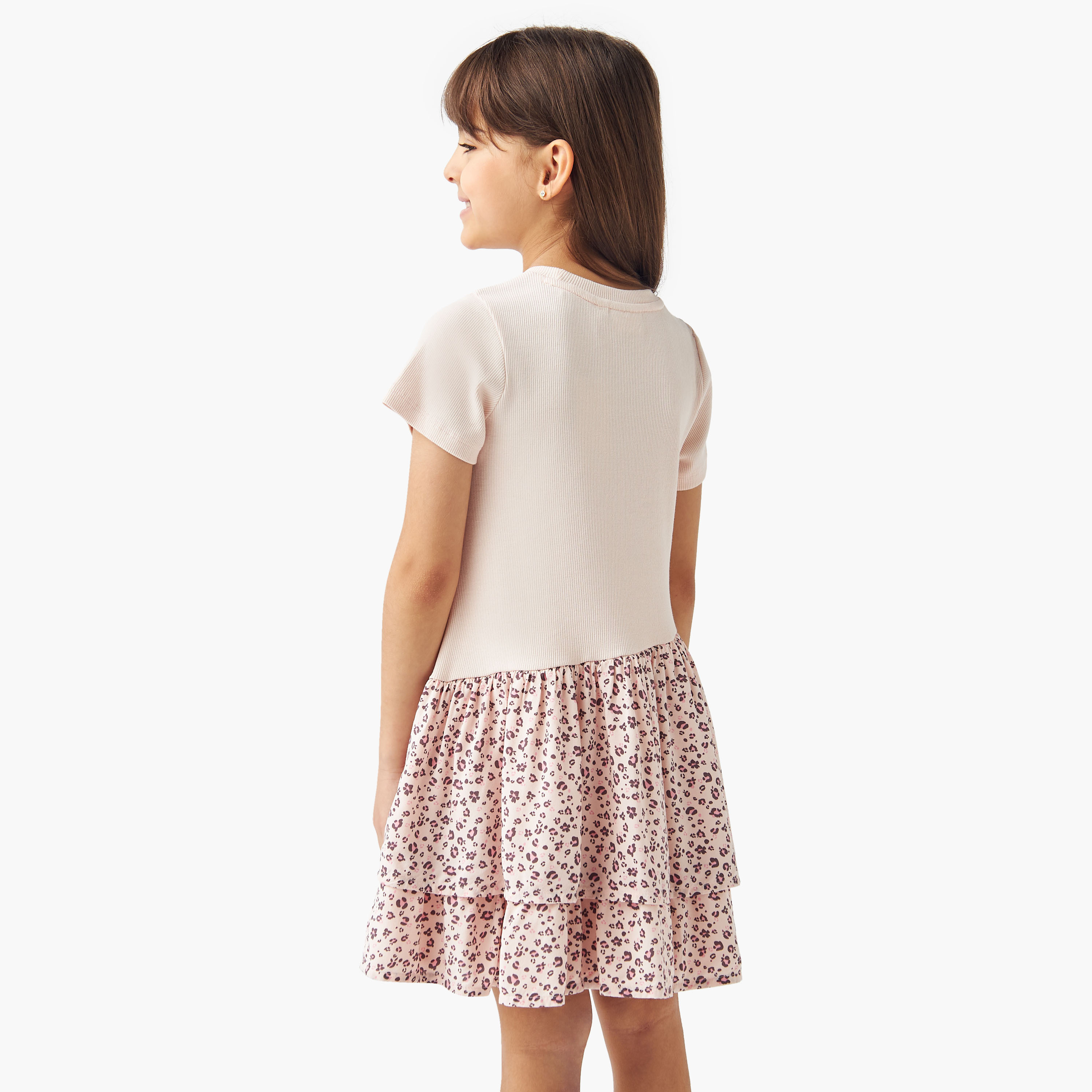 Juniors Animal Print Tiered Dress with Short Sleeves-girls-clothing-dressesandjumpsuits-image-3
