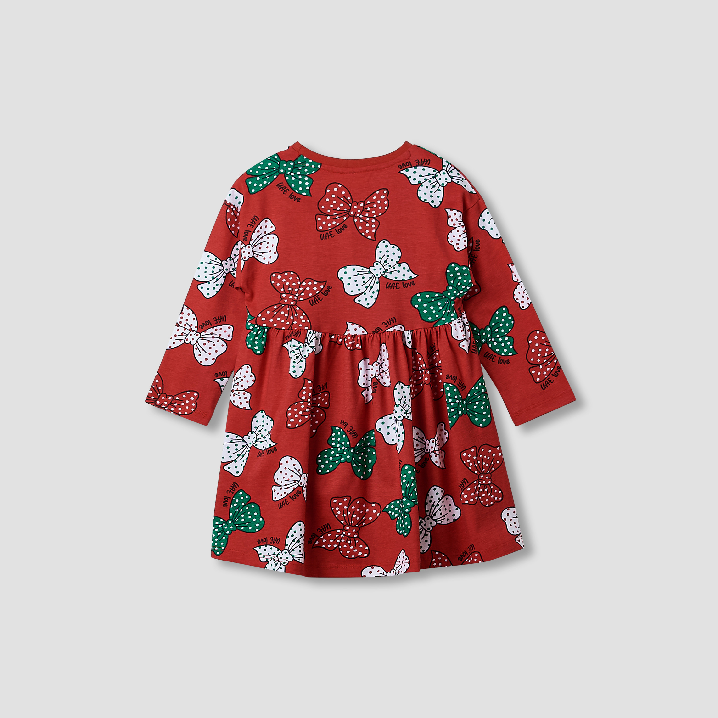 فستان بطول الركبة وياقة مستديرة وأكمام طويلة وطبعات يوم الإمارات الوطني من جونيورز-girls-clothing-dressesandjumpsuits-image-2