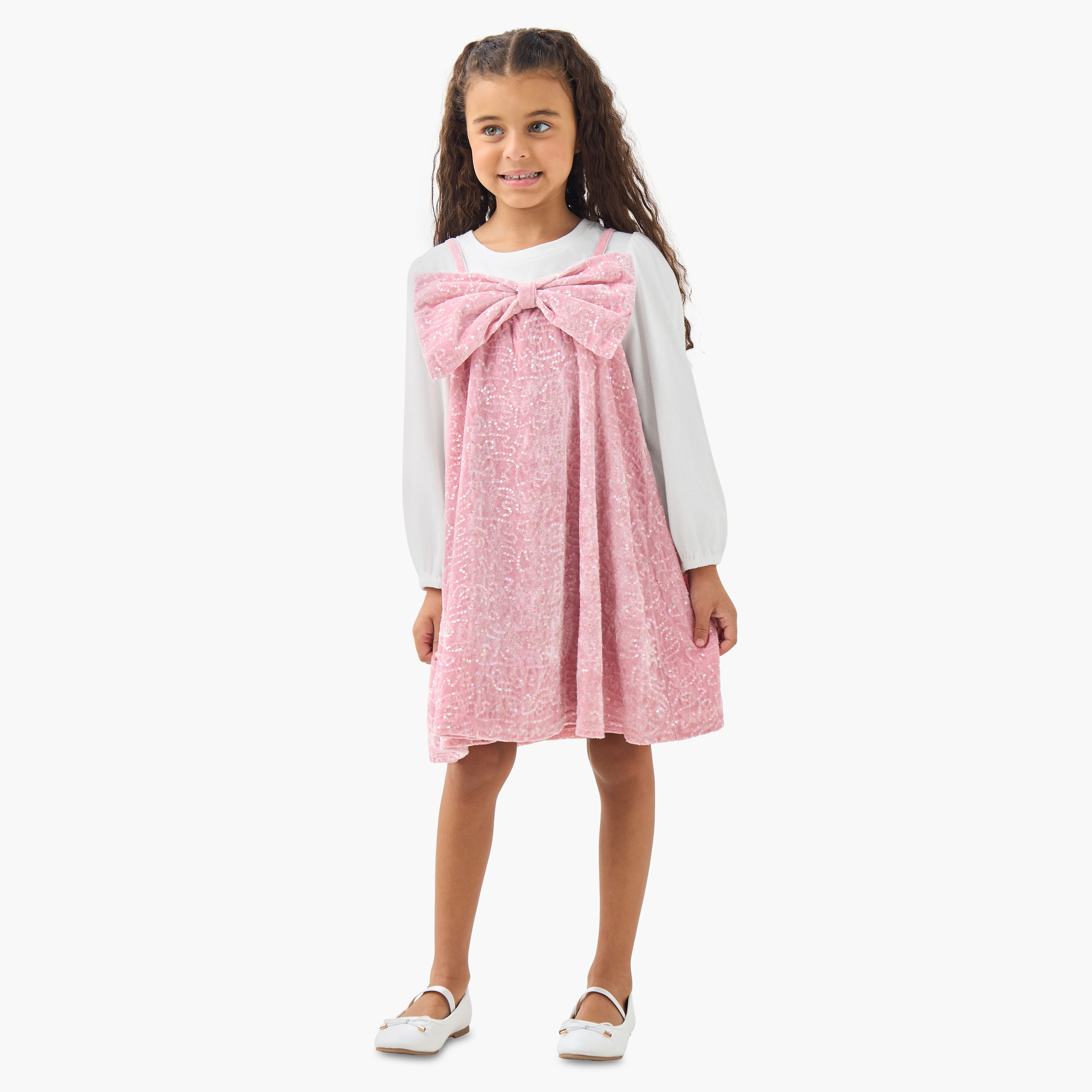 Juniors Round Neck Long Sleeves Knee Length Dress with T-shirt-girls-clothing-dressesandjumpsuits-image-2