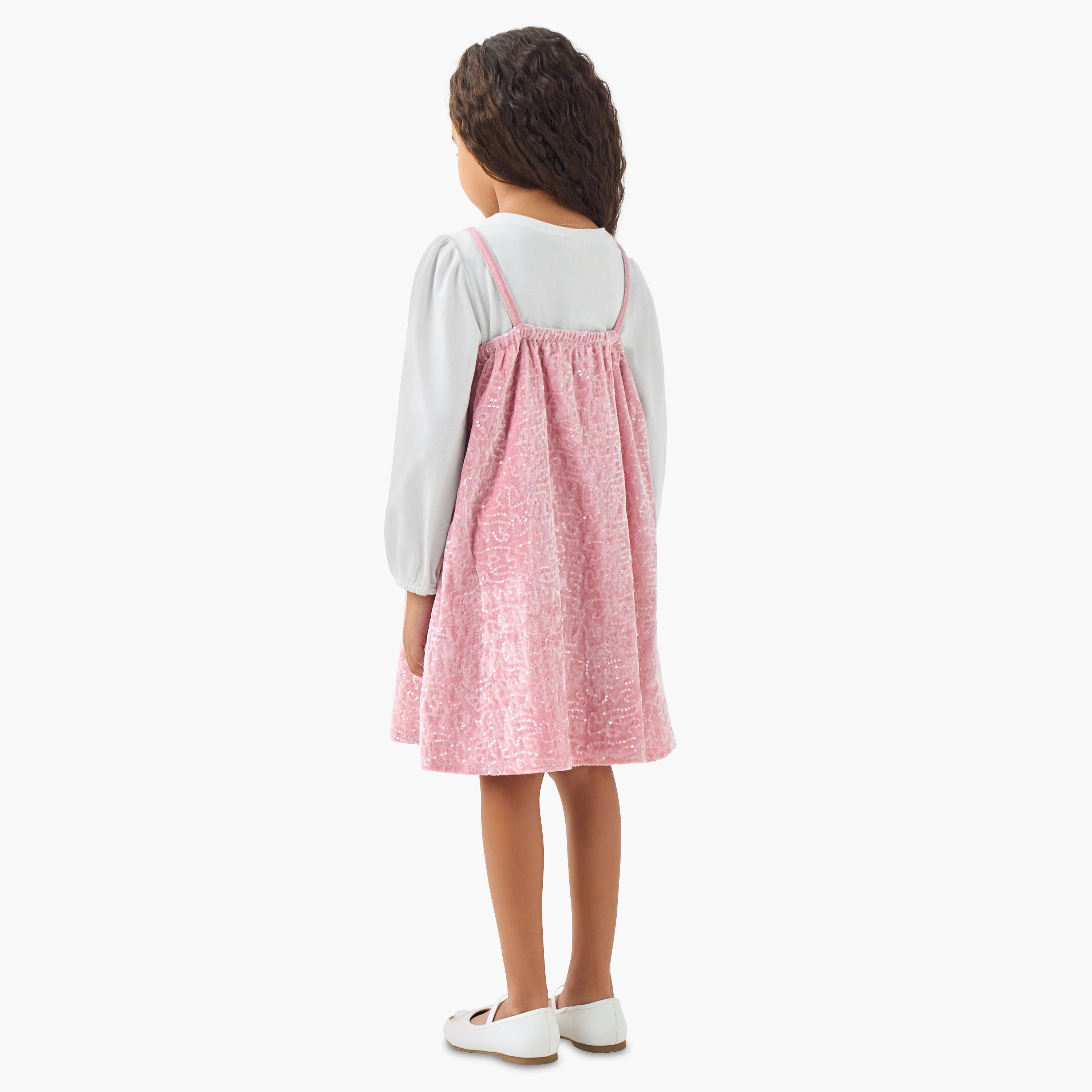 Juniors Round Neck Long Sleeves Knee Length Dress with T-shirt-girls-clothing-dressesandjumpsuits-image-3