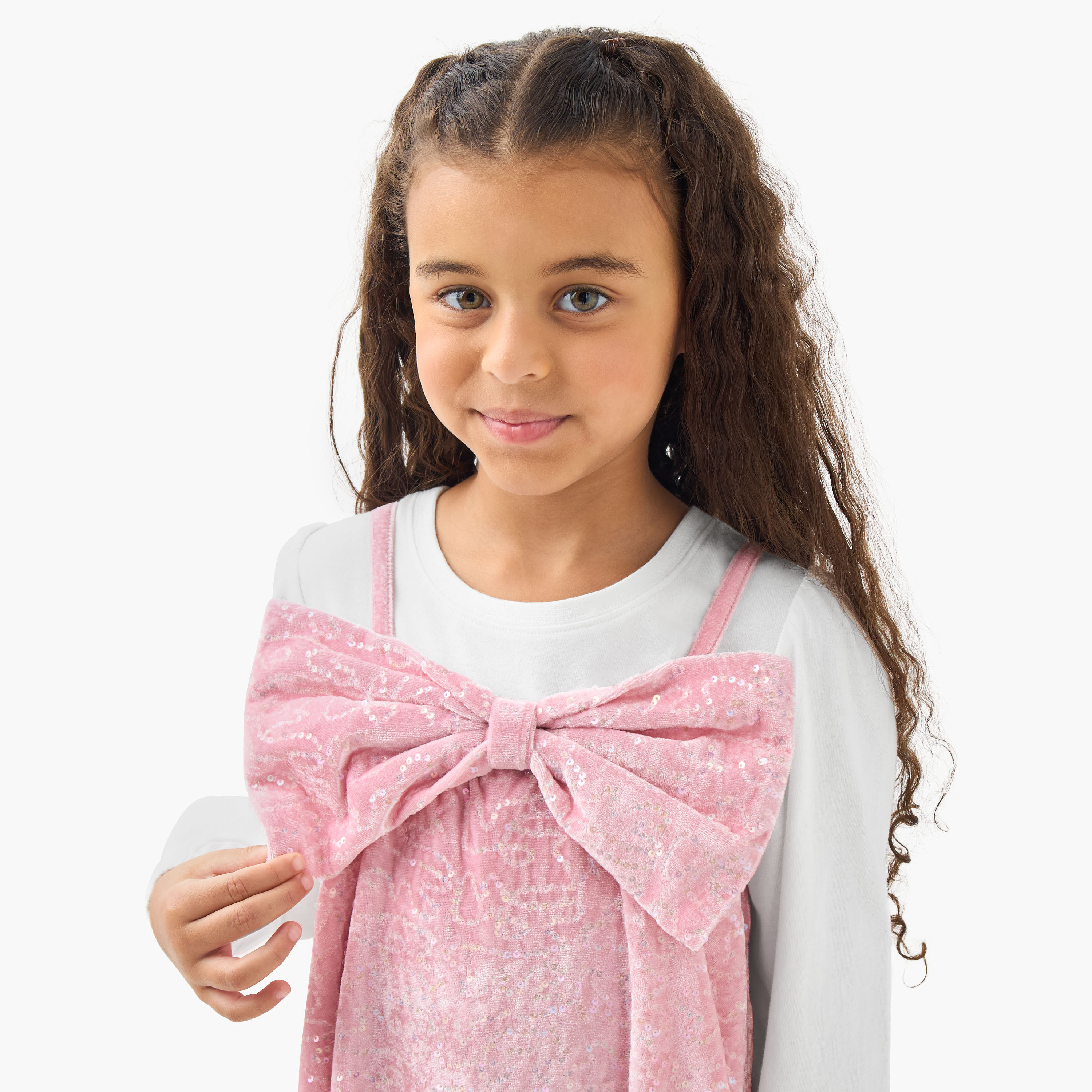 Juniors Round Neck Long Sleeves Knee Length Dress with T-shirt-girls-clothing-dressesandjumpsuits-image-4