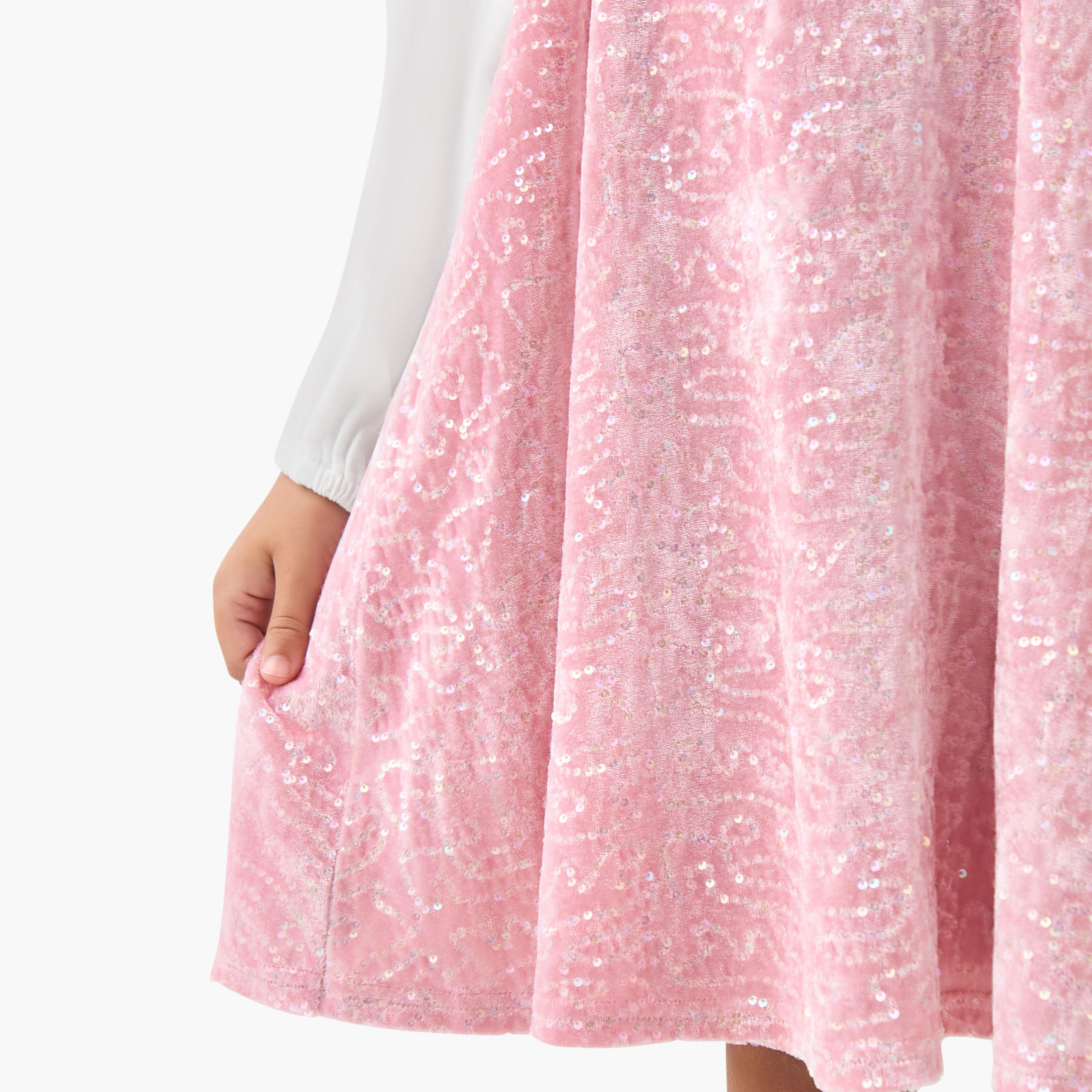 Juniors Round Neck Long Sleeves Knee Length Dress with T-shirt-girls-clothing-dressesandjumpsuits-image-5