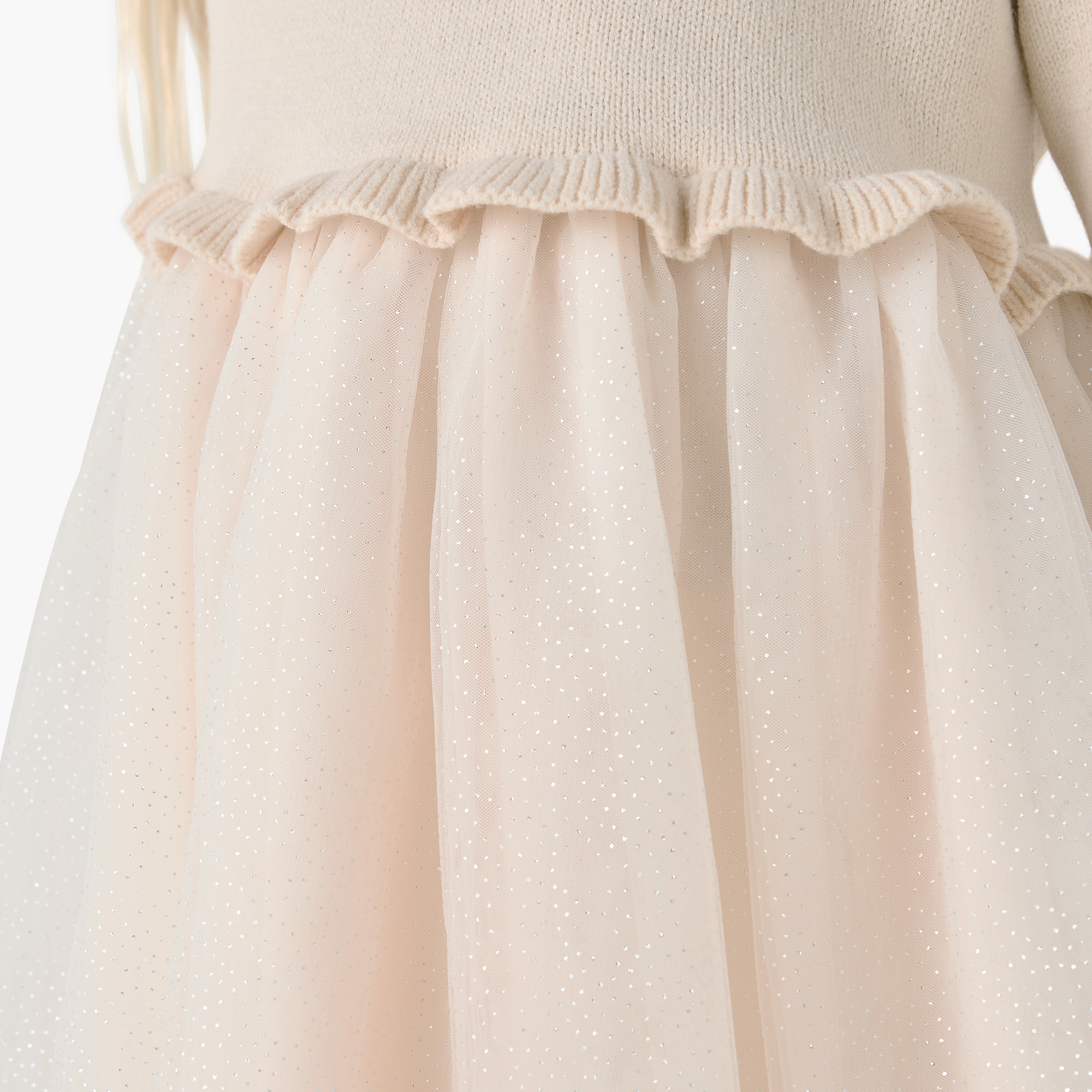 Juniors Round Neck Long Sleeves Knee Length Dress with Bow Detail-girls-clothing-dressesandjumpsuits-image-6